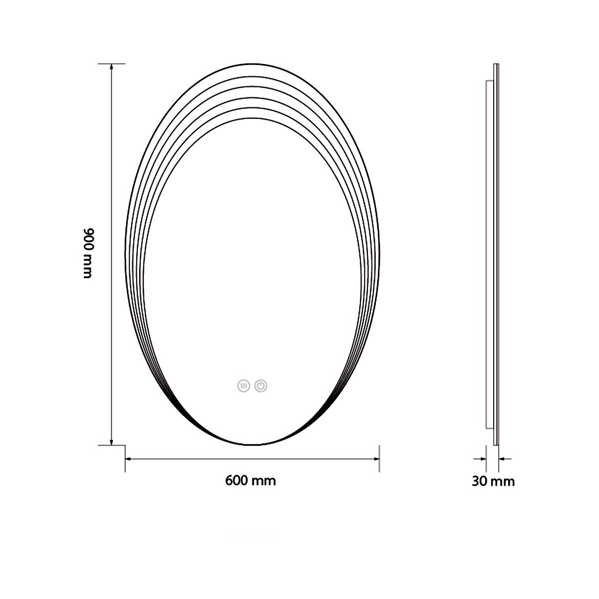 LED-Spiegel, 5 mm Glas, Anti-Beschlag, Touch-Taste, 3 Lichtfarben, Einstellbare Helligkeit, Maße 60 x 90 cm, Nova