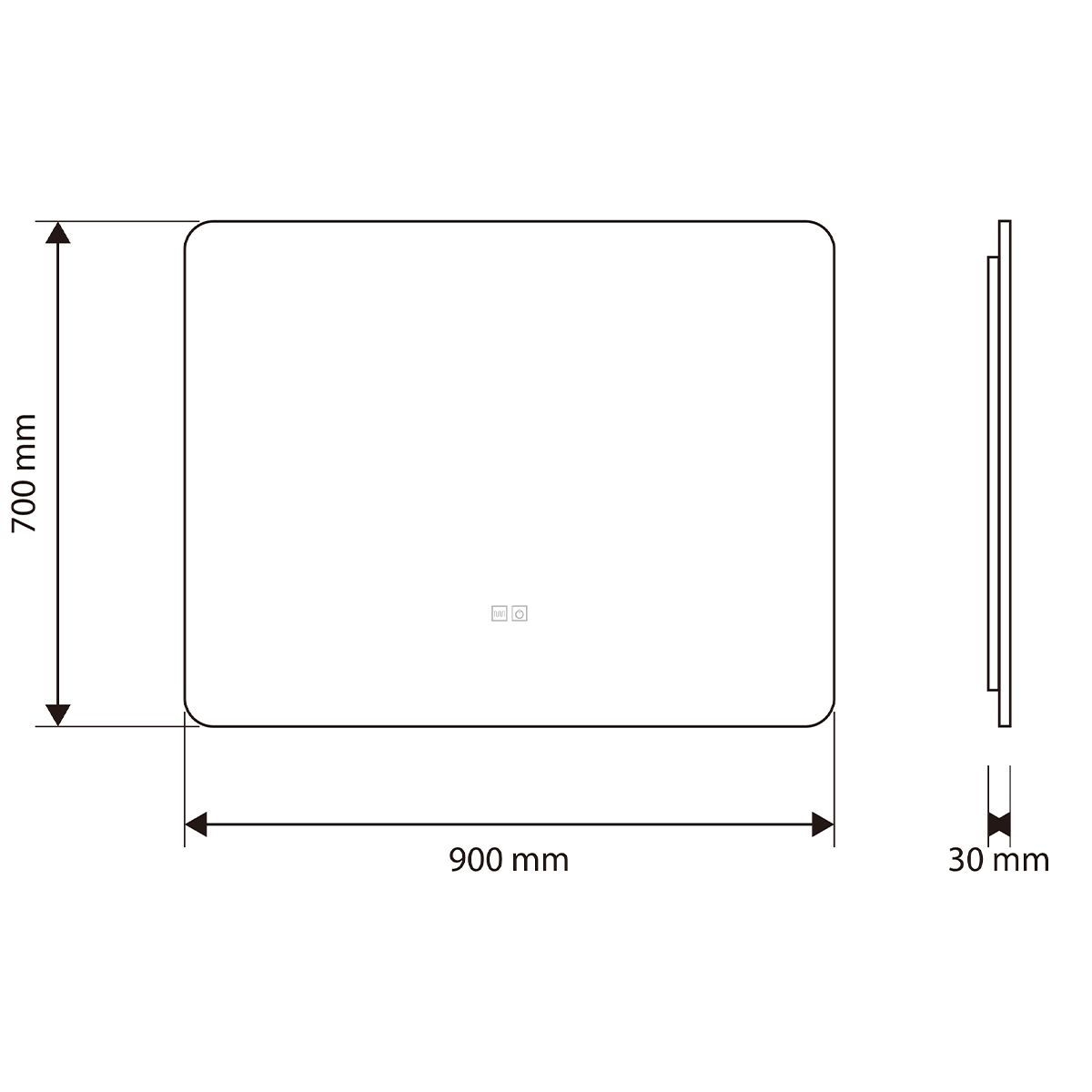 Badezimmerspiegel EGO – Louie, mit LED, Anti-Beschlag und Touch-Schalter, Größen: 60-140x70-80 cm