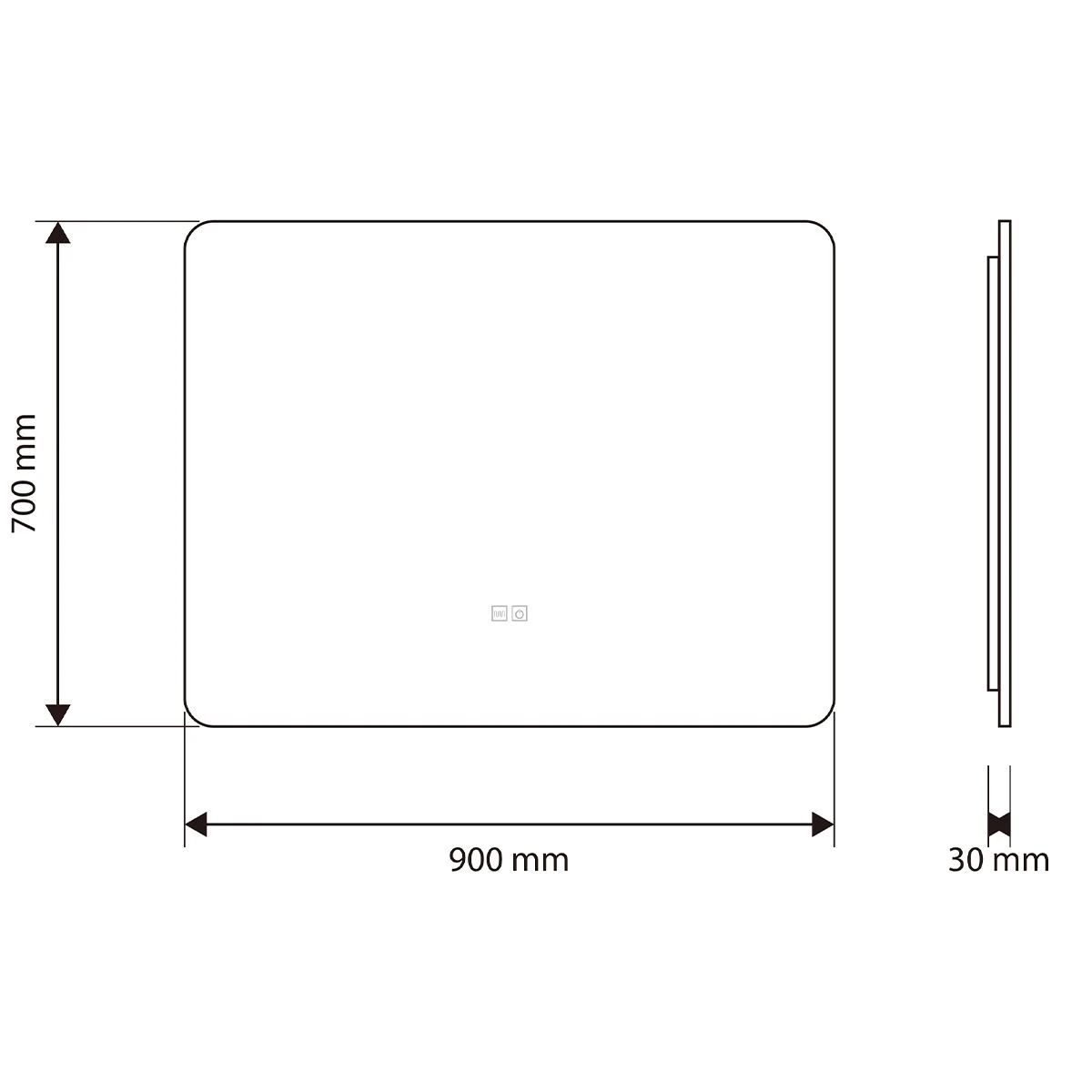 LED-Badezimmerspiegel, B-Ware, Anti-Beschlag-Funktion und Touch-Schalter, 5 mm, Maße: 90x70 cm, 3 einstellbare Lichtfarben, Louie