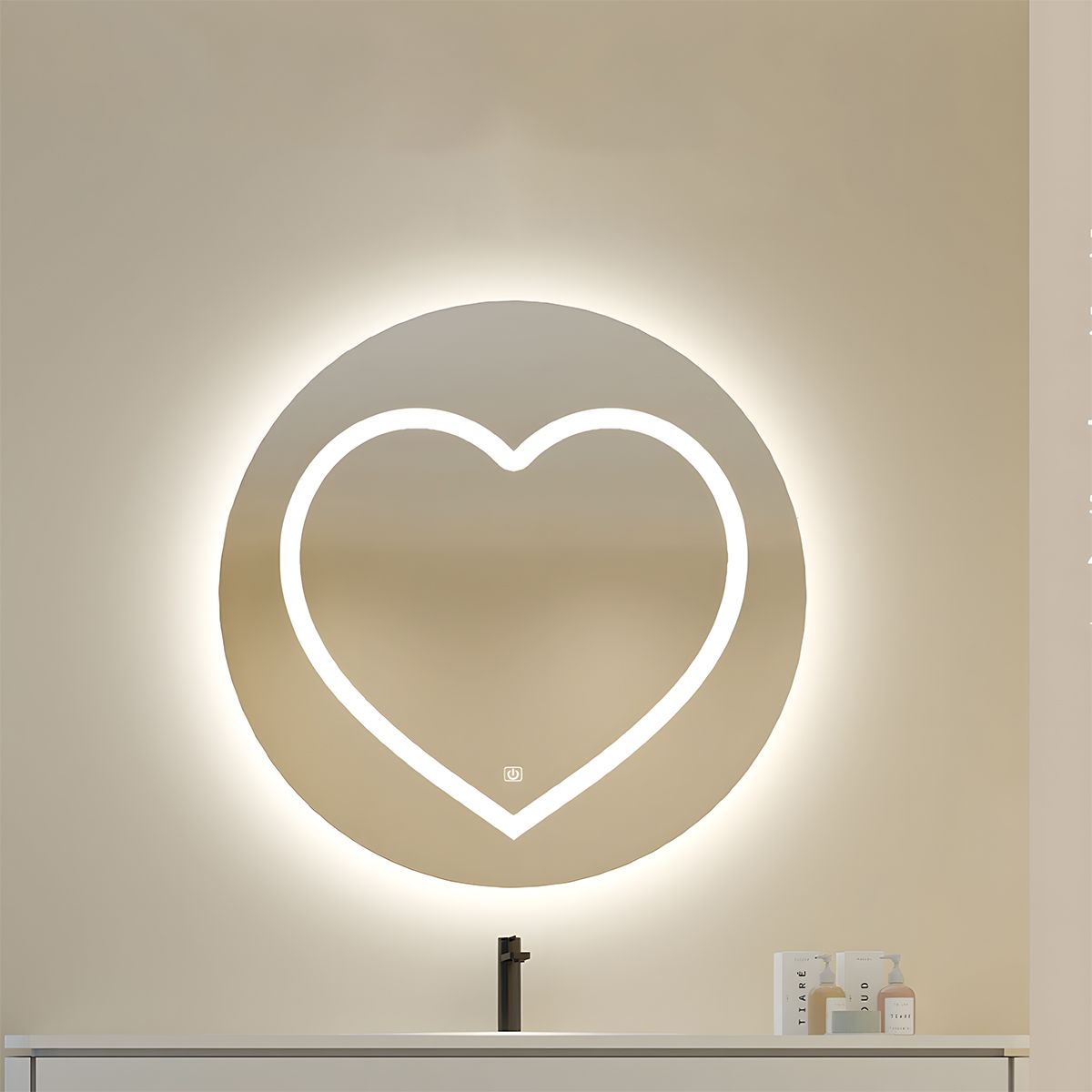 Smart-LED-Spiegel, 5 mm, Anti-Beschlag, Touch-Taste, 3 Lichtfarben, Durchmesser 80,90 cm, Cuore