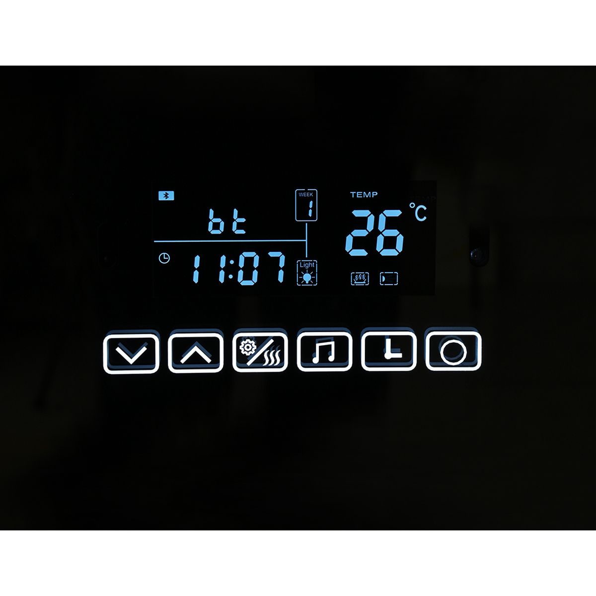 Smart LED-Spiegel, Bluetooth, 3 Lichtfarben, 5 mm, Sensor, Zeit und Temperatur, Anti-Beschlag, Touch, 60-70x80-140 cm, Rubin