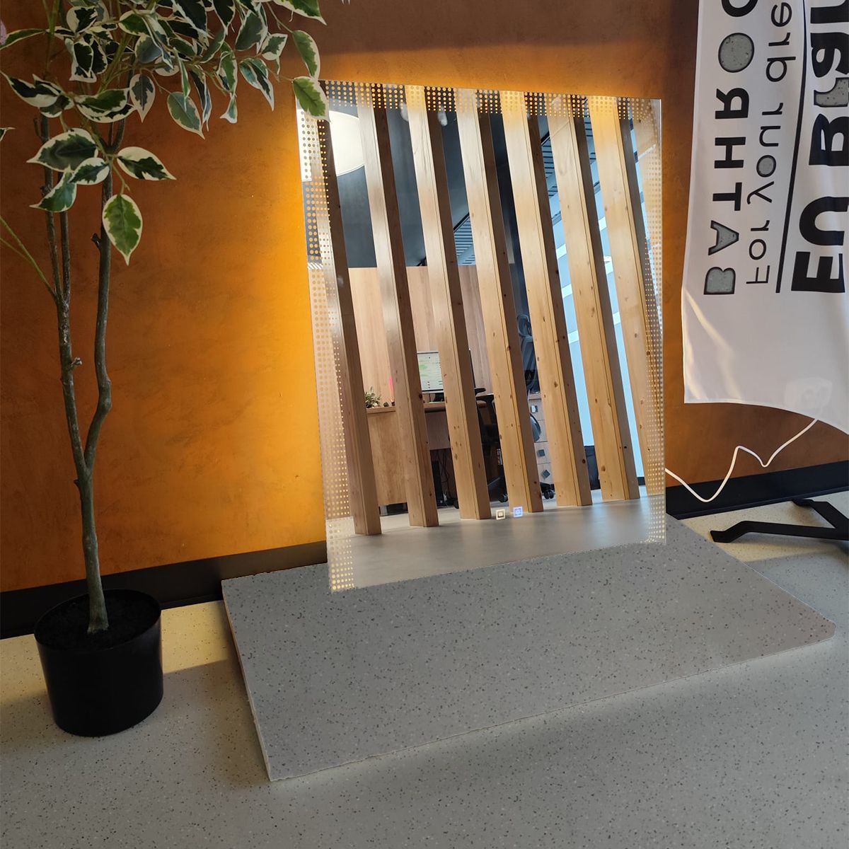 Smart-Spiegel, LED, Entnebelung, Touch-Button, 5 mm Glas, 3 Farben, einstellbare Helligkeit, Maße 70 x 90 cm, Zafira