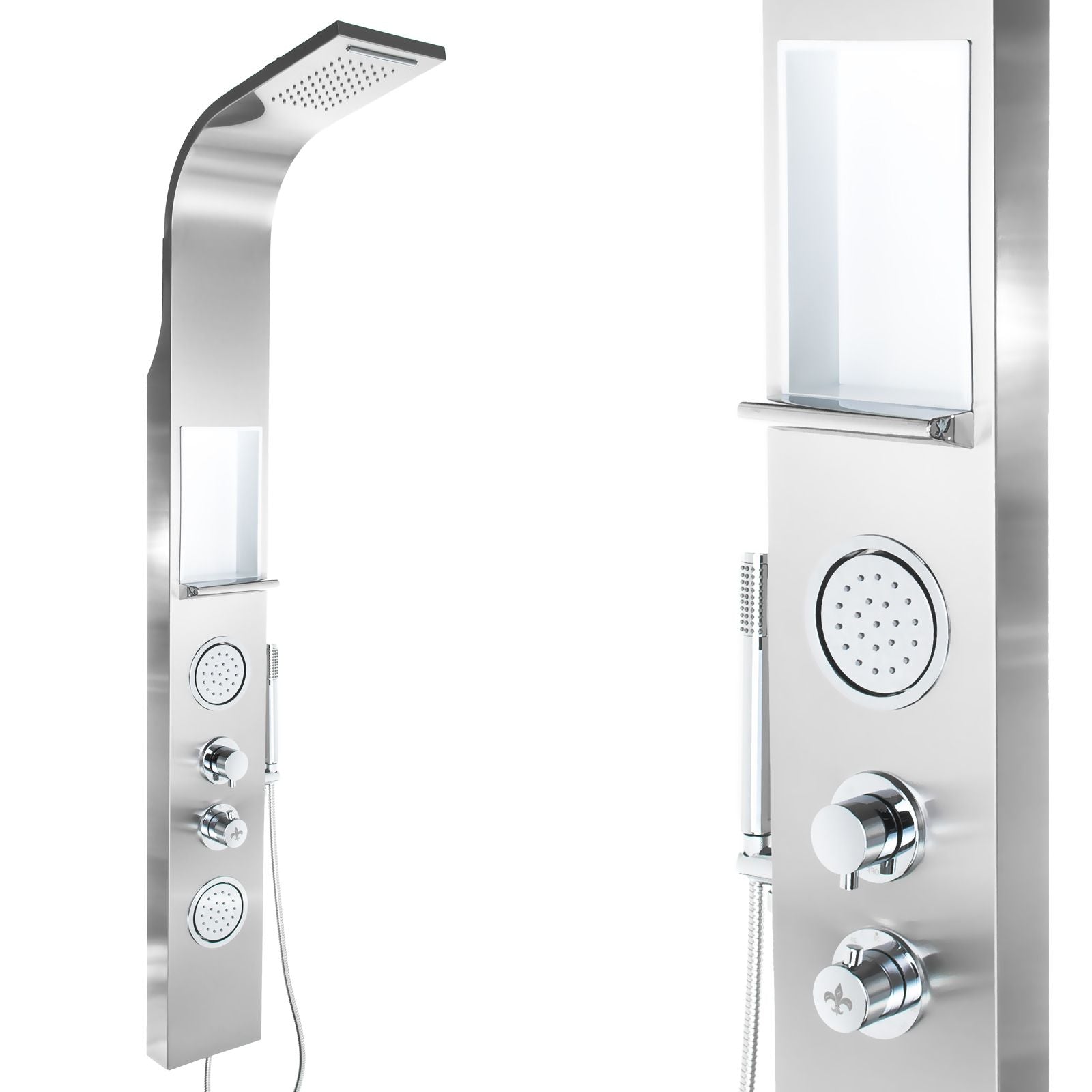 Duschpaneel SK-423S, Edelstahl, mit Regendusche und Hydromassage, Chrom-Finish