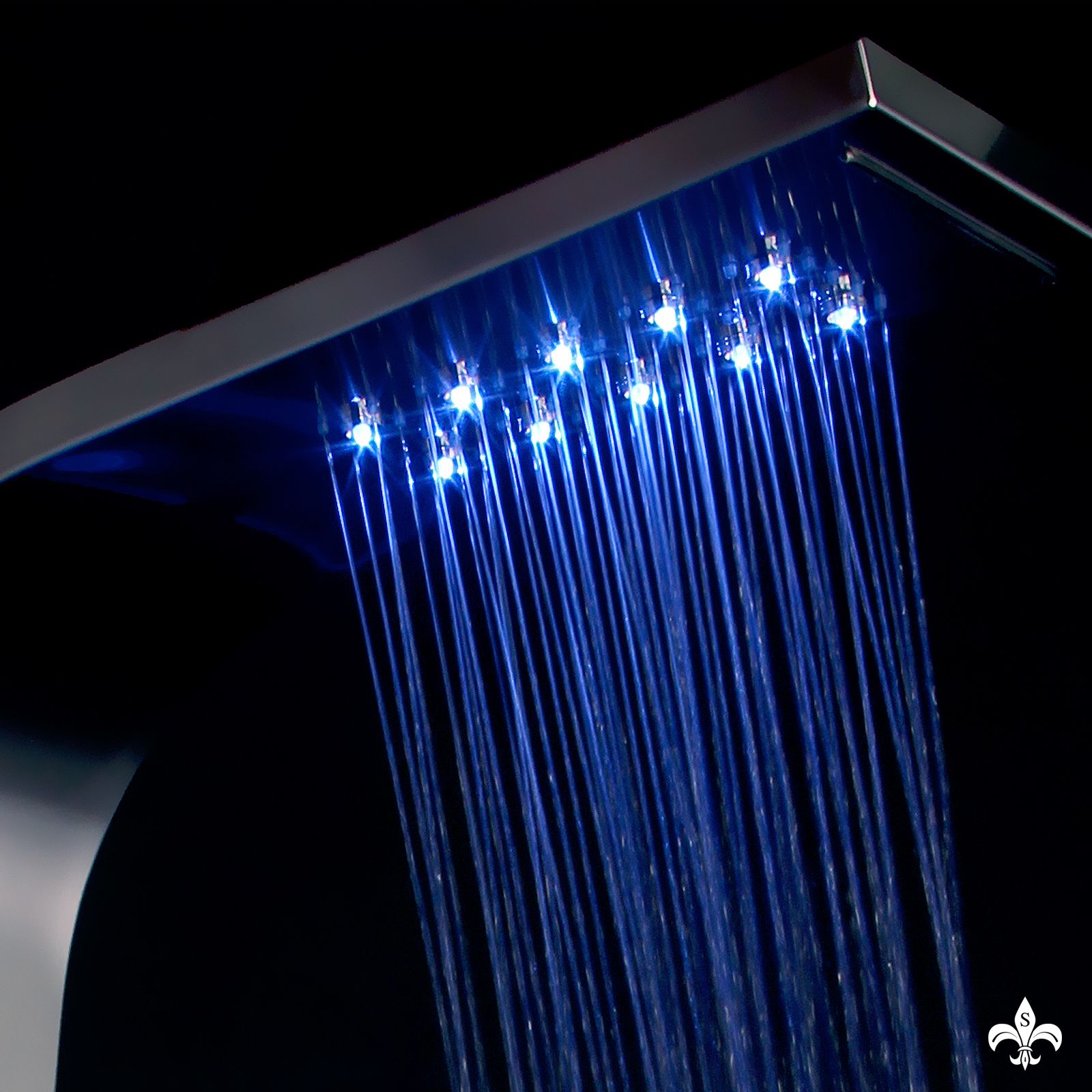 Duschpaneel 9304 LED aus Edelstahl, Chrom-Finish, mit Regendusche und Hydromassage