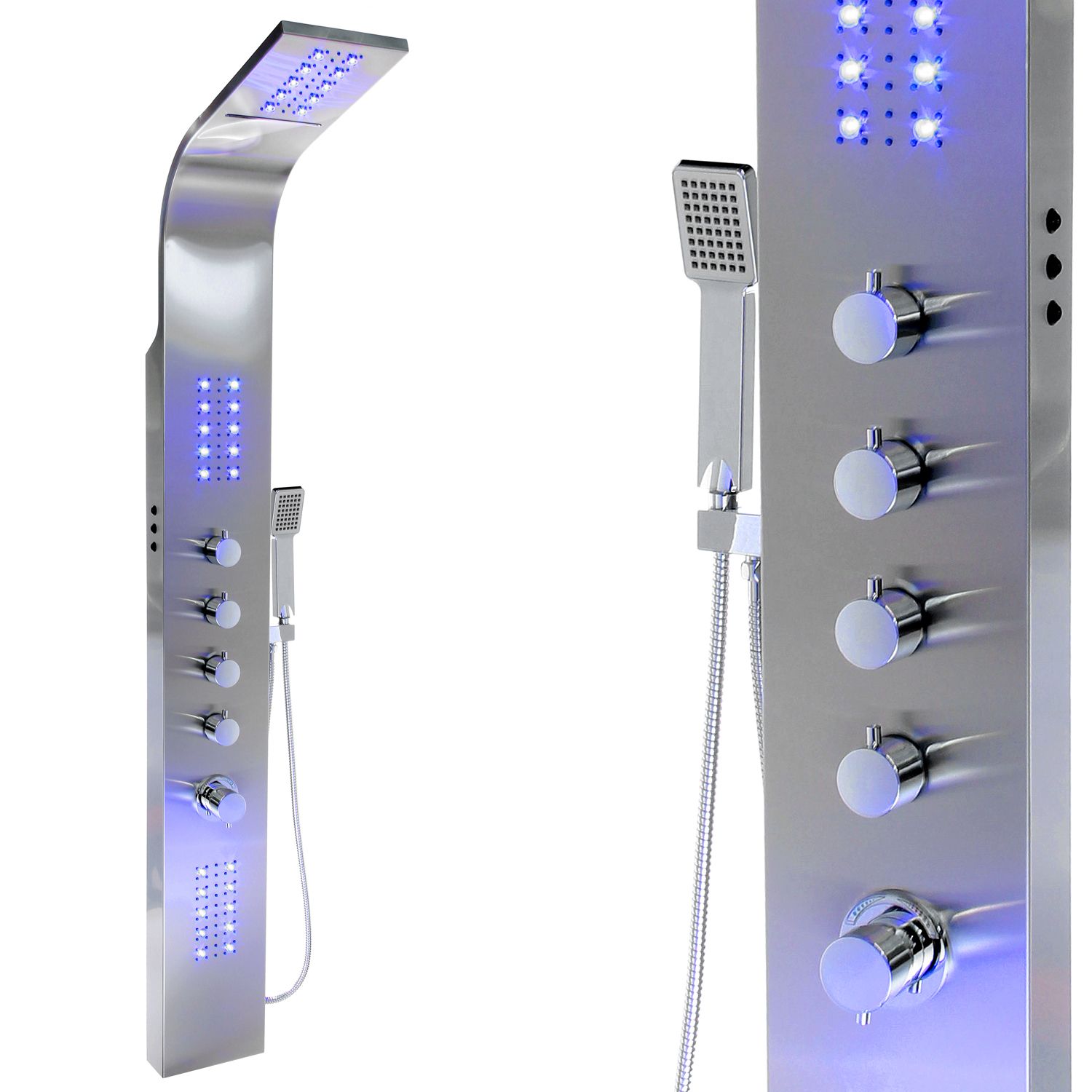 Duschpaneel 9997+ aus Aluminium, Chrom-Finish, mit Regendusche und Hydromassage