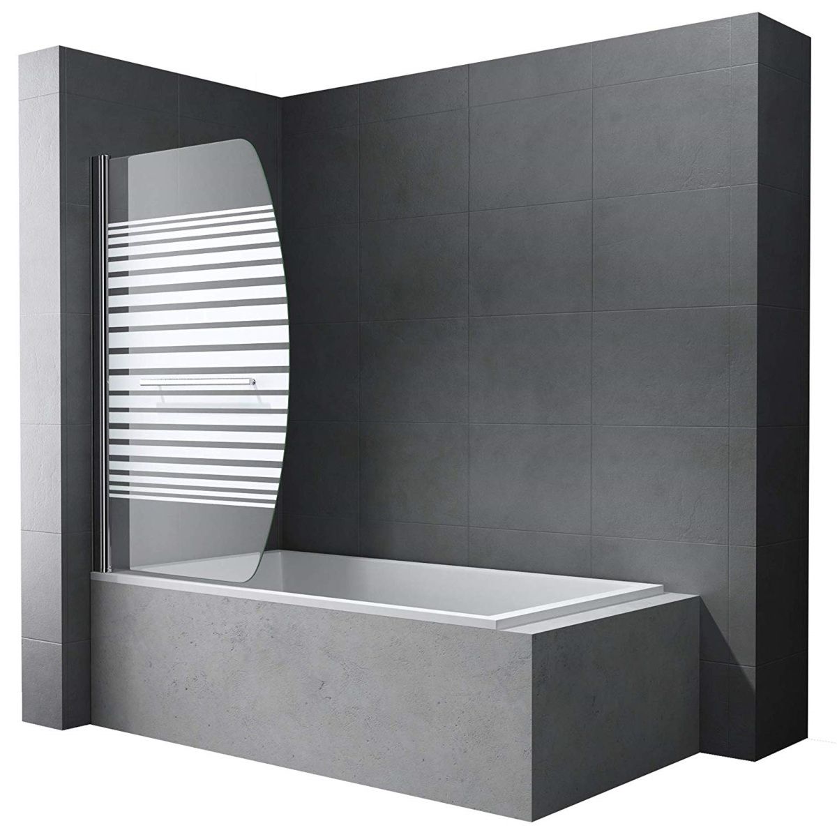 Badewannenaufsatz EGO-112, Sicherheitsglas, transparent oder teilmattiert, 94x140 cm, 180° schwenkbar, Nano Easy Clean Beschichtung