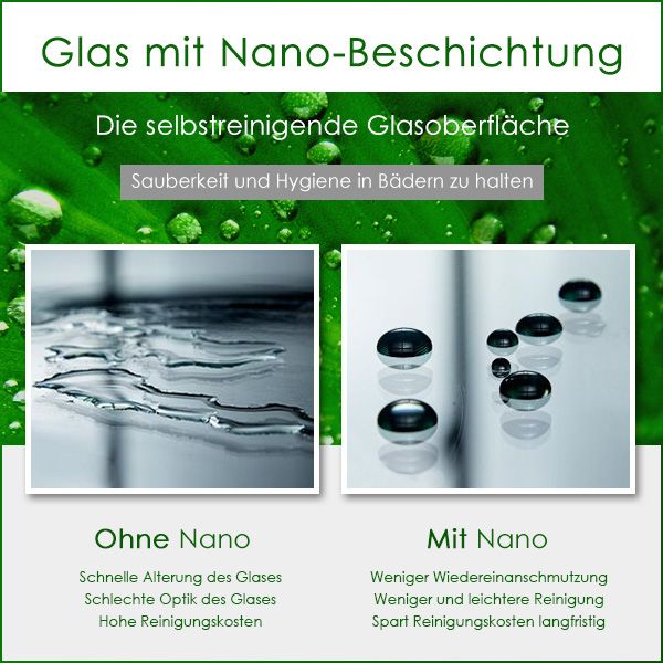Badewannenabtrennung EGO-112, Sicherheitsglas, transparent oder matt, 94x140 cm