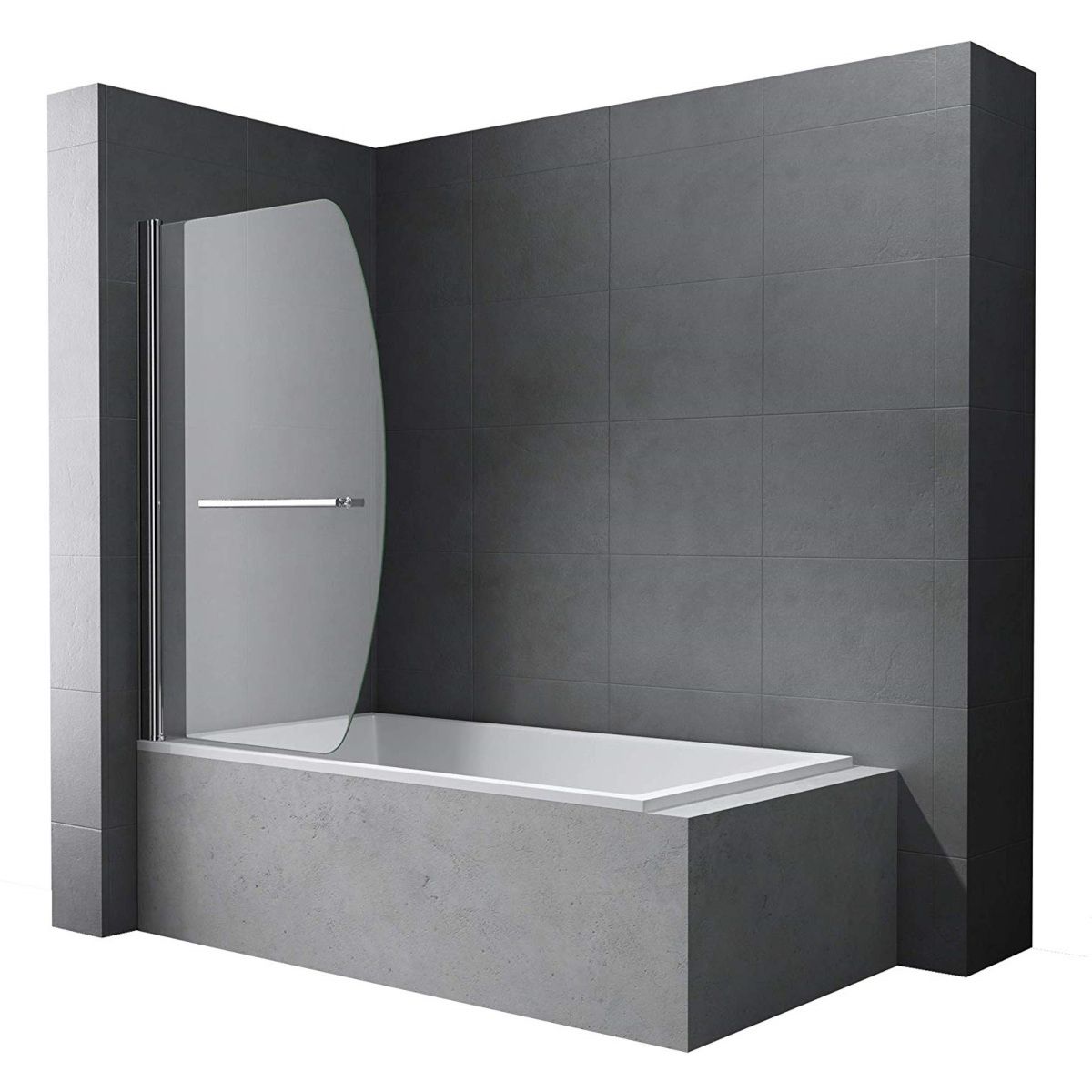 Badewannenaufsatz EGO-112, Sicherheitsglas, transparent oder teilmattiert, 94x140 cm, 180° schwenkbar, Nano Easy Clean Beschichtung