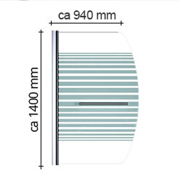 Badewannenabtrennung EGO-1121, 6 mm Sicherheitsglas, transparent oder matt, 94x140 cm