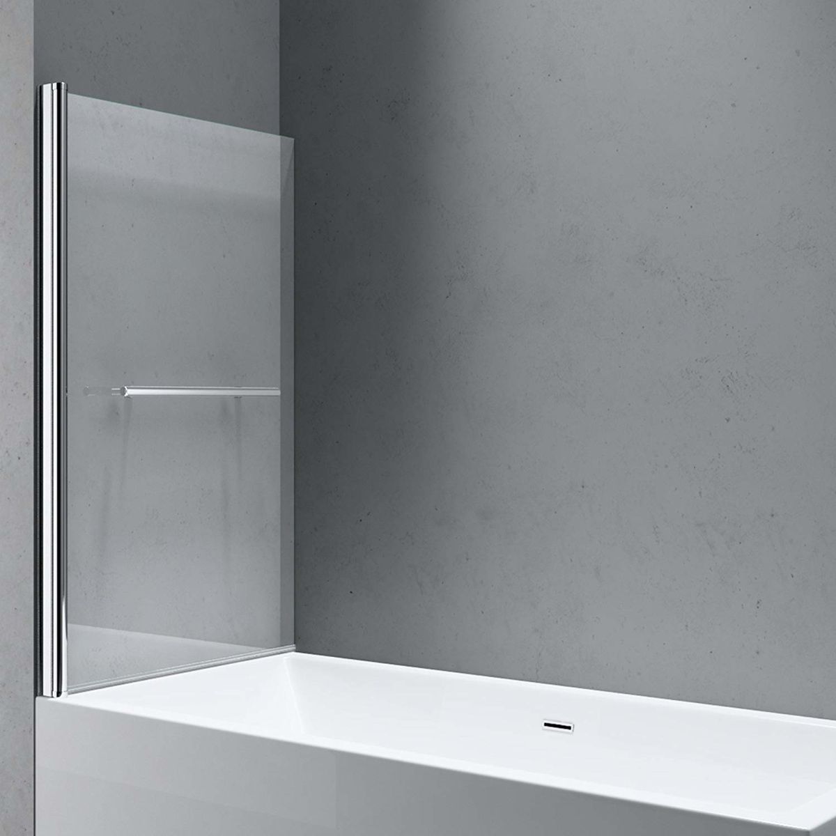 Badewannenabtrennung EGO-1121, 6 mm Sicherheitsglas, transparent oder teilweise sandgestrahlt, 94 x 140 cm, um 180° schwenkbar
