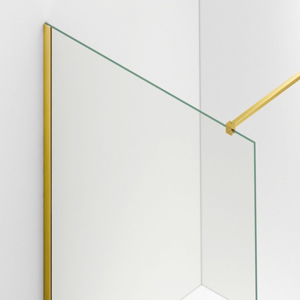 Duschwand für die Badewanne, feststehend, transparent, Mattgold-Profile, 8 mm Sicherheitsglas, 80-90x150 cmm, Nora