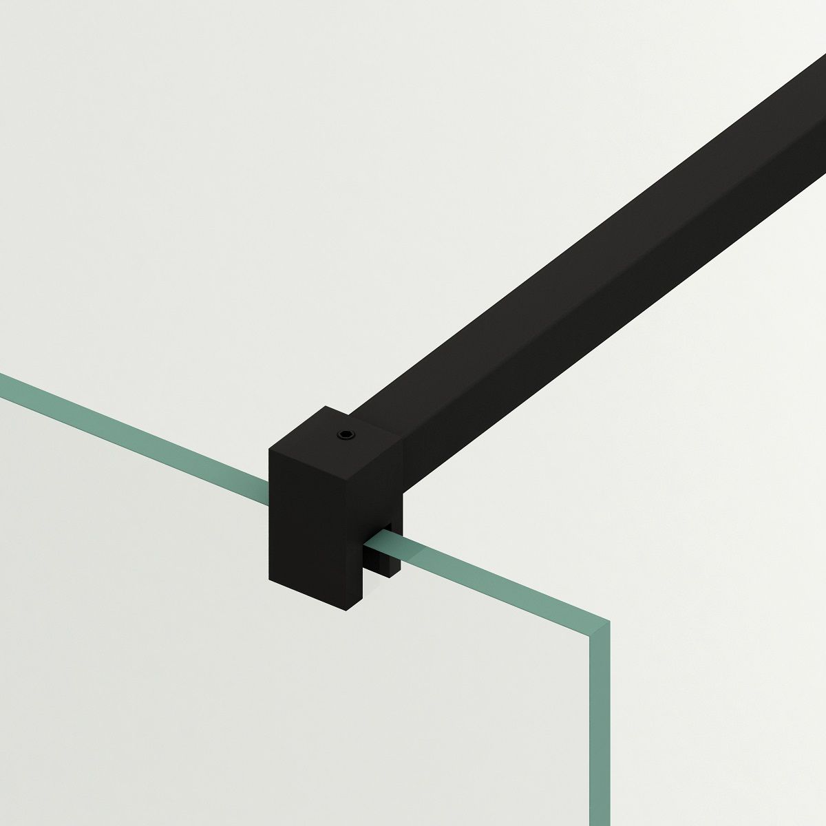 Duschwand für die Badewanne, feststehend, transparent, Mattschwarz-Profile, Sicherheitsglas 8 mm, 80-90x150 cm, Nora