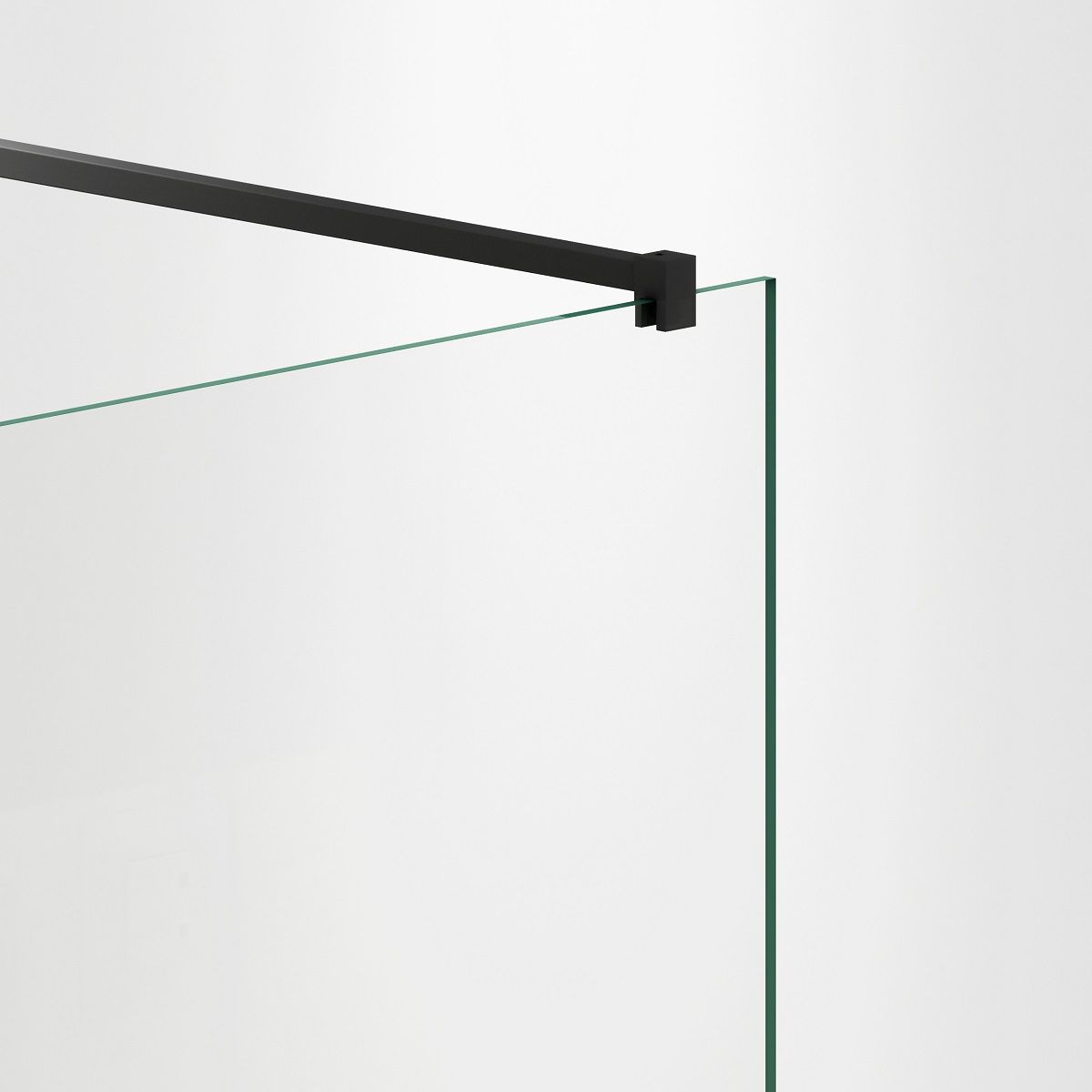 Duschwand für die Badewanne, feststehend, transparent, Mattschwarz-Profile, Sicherheitsglas 8 mm, 80-90x150 cm, Nora