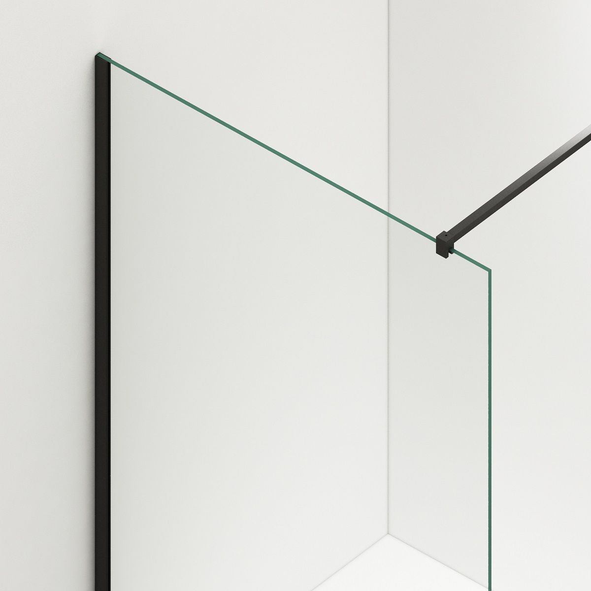 Duschwand für die Badewanne, feststehend, transparent, Mattschwarz-Profile, Sicherheitsglas 8 mm, 80-90x150 cm, Nora