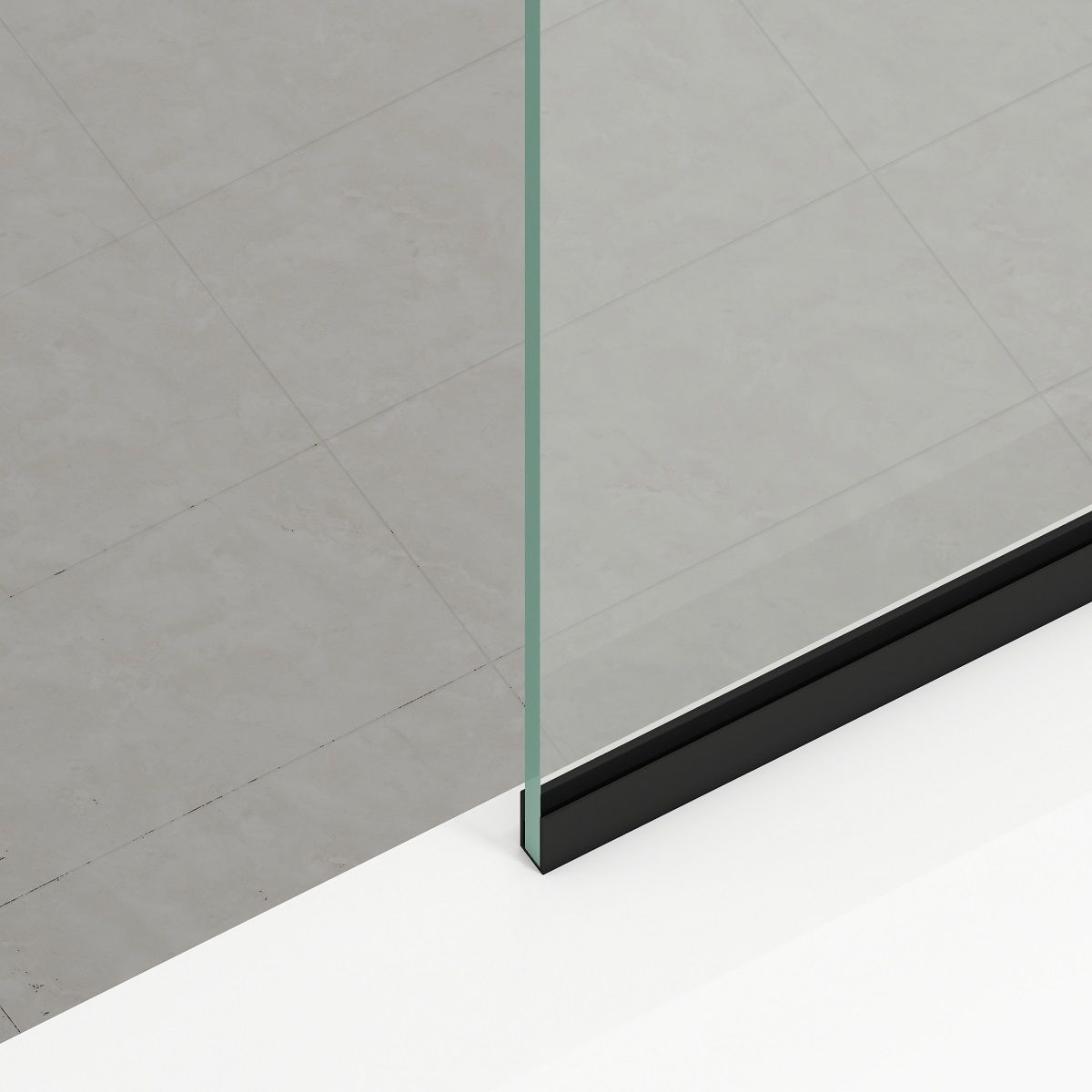 Duschwand für die Badewanne, feststehend, transparent, Mattschwarz-Profile, Sicherheitsglas 8 mm, 80-90x150 cm, Nora