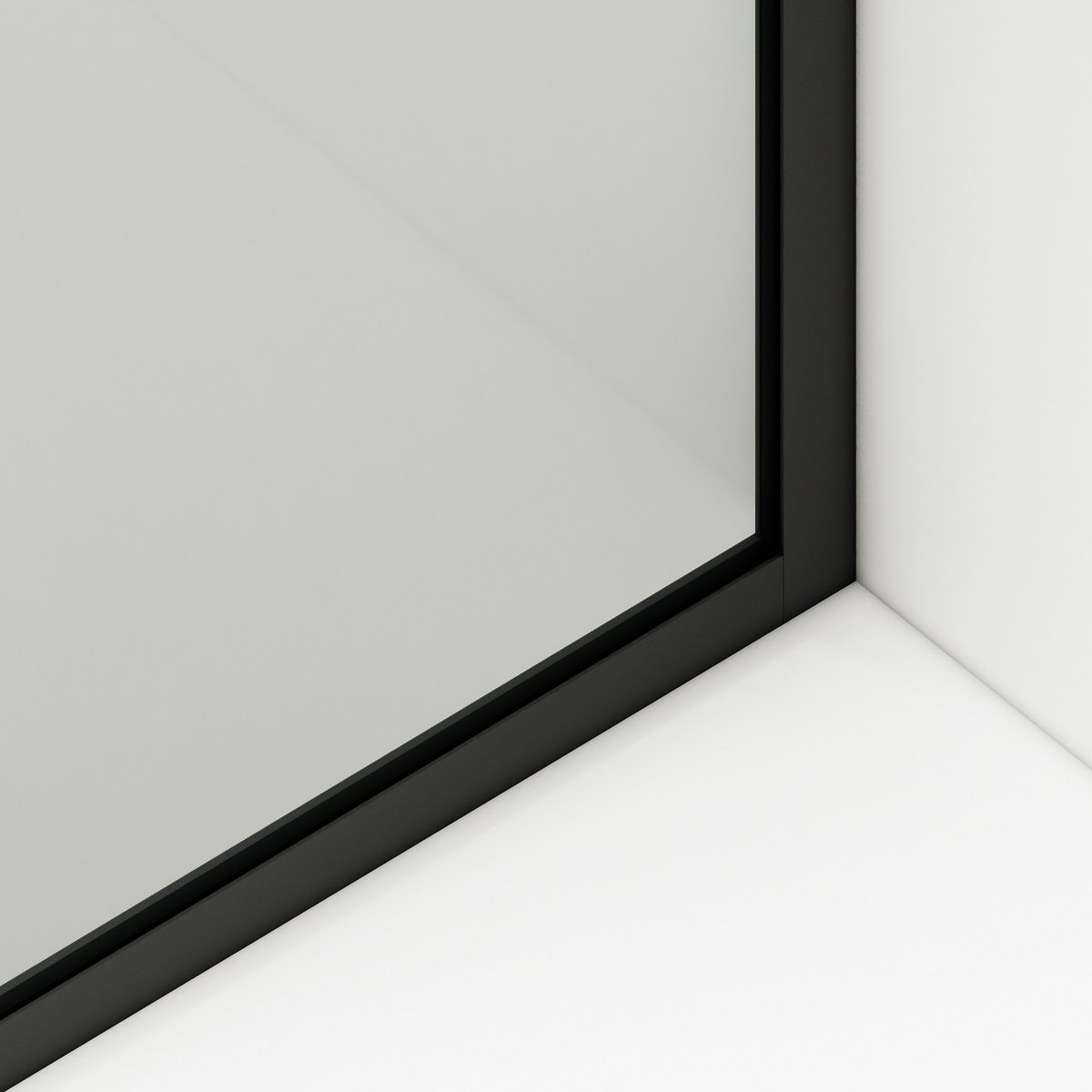 Duschwand für die Badewanne, feststehend, transparent, Mattschwarz-Profile, Sicherheitsglas 8 mm, 80-90x150 cm, Nora