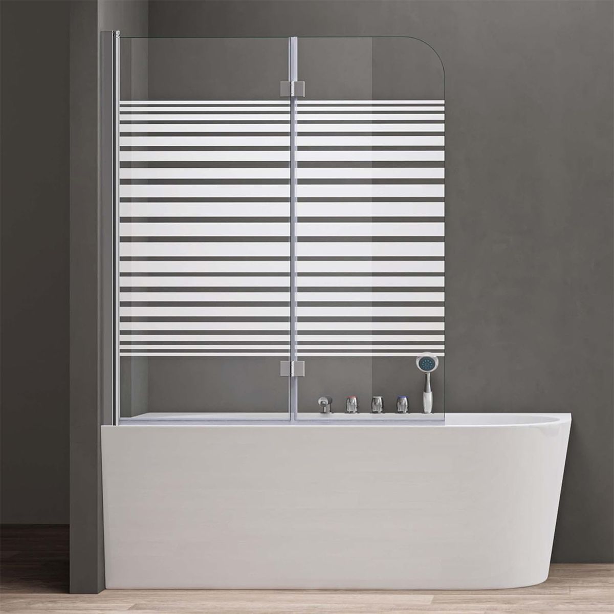Badabtrennung EGO-1408S, 120x140 cm, Teilweise Satiniert, 6-mm-Sicherheitsglas, 180° schwenkbar, Nano Easy Clean Beschichtung