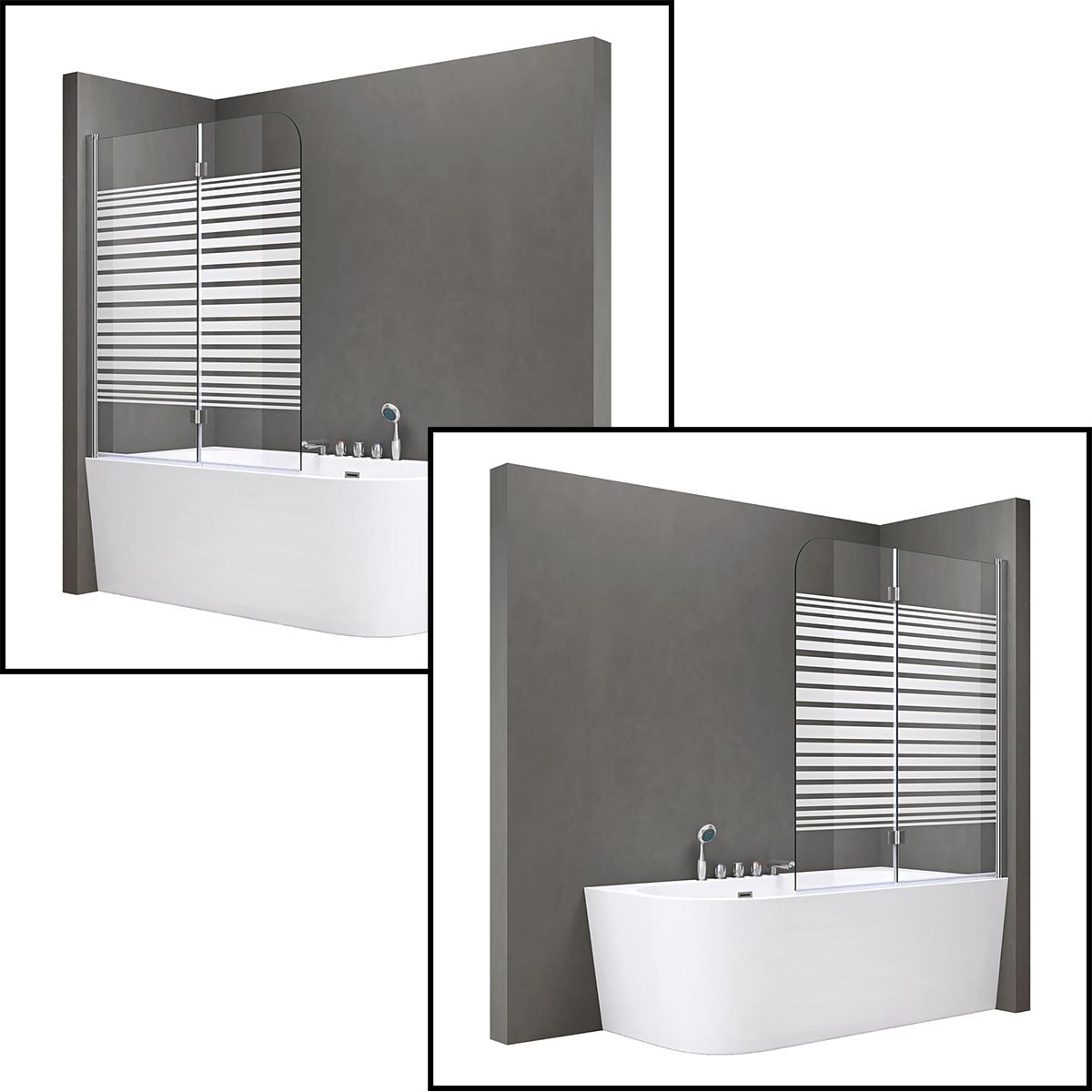 Badabtrennung EGO-1408S, 120x140 cm, Teilweise Satiniert, 6-mm-Sicherheitsglas, 180° schwenkbar, Nano Easy Clean Beschichtung