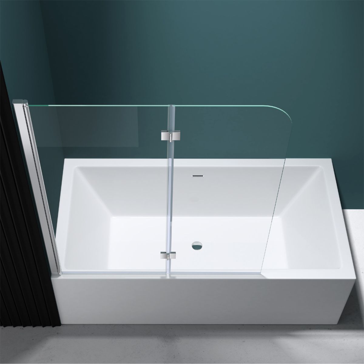 Badabtrennung EGO-1408, 120x140 cm, Transparent, 6-mm-Sicherheitsglas, 180° schwenkbar, Nano Easy Clean Beschichtung