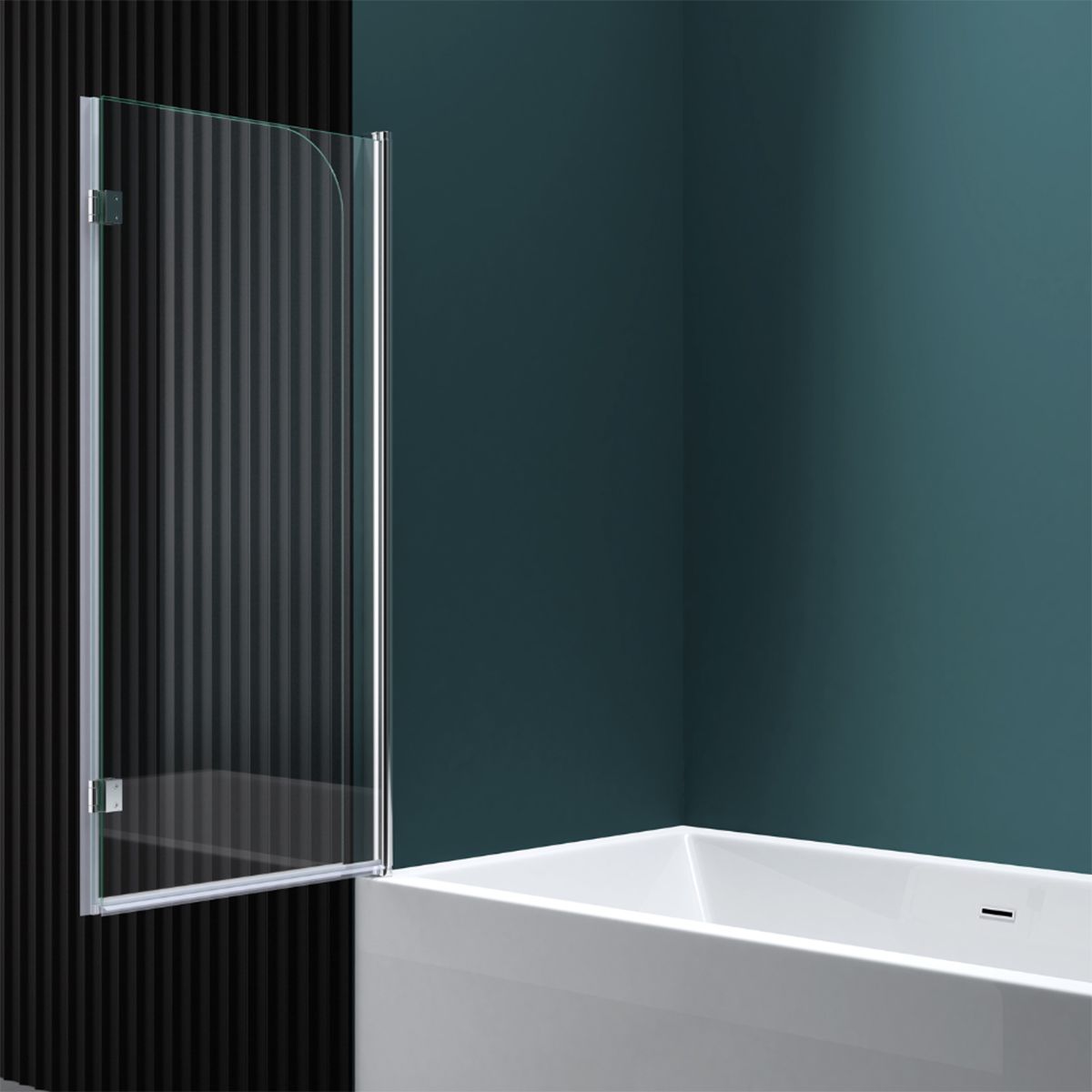 Badabtrennung EGO-1408, 120x140 cm, Transparent, 6-mm-Sicherheitsglas, 180° schwenkbar, Nano Easy Clean Beschichtung