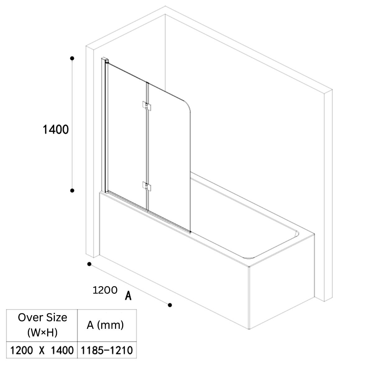 Badabtrennung EGO-1408, 120x140 cm, Transparent, 6-mm-Sicherheitsglas, 180° schwenkbar, Nano Easy Clean Beschichtung