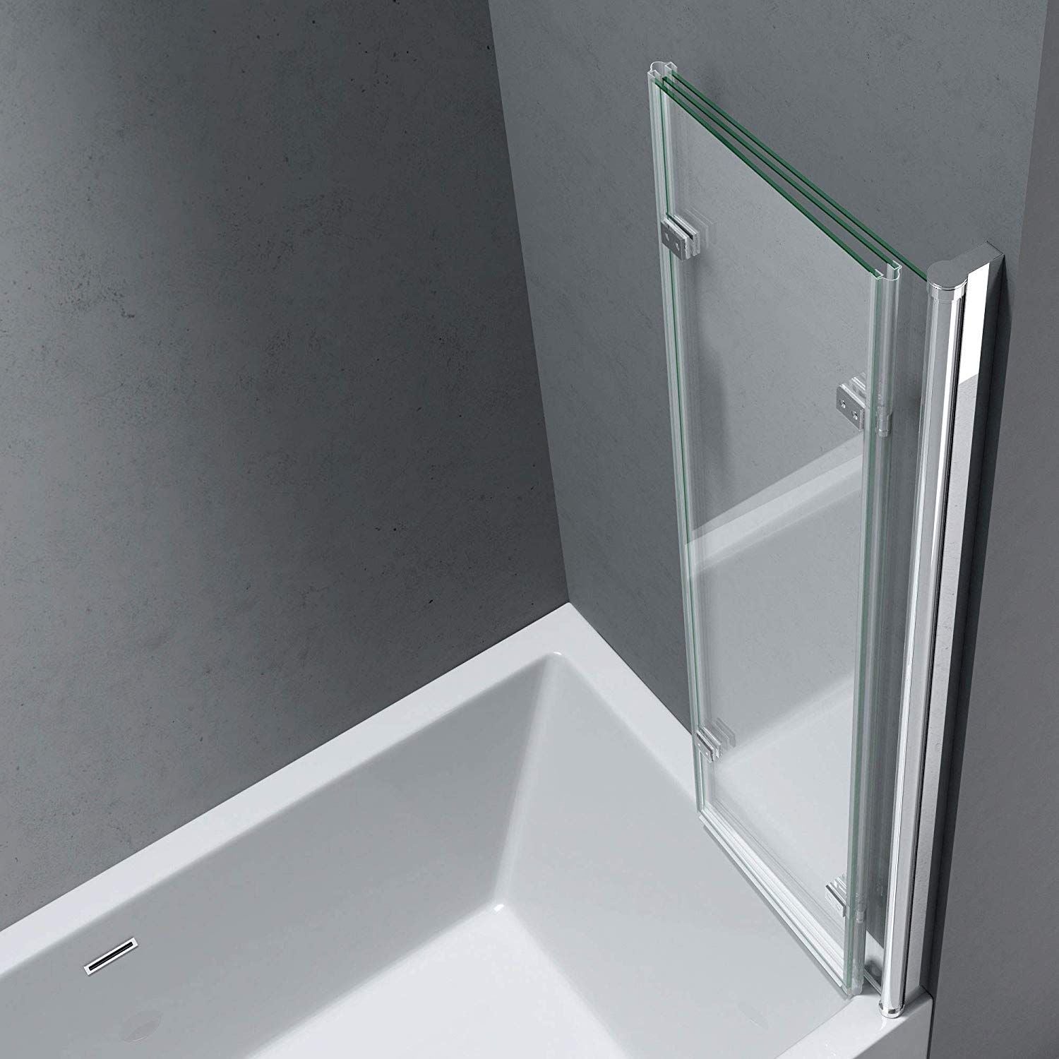 Badabtrennung 116, 130x140 cm, Sicherheitsglas 6 mm, 180° schwenkbar, Rechtsmontage, EGO-116, Nano Easy Clean Beschichtung