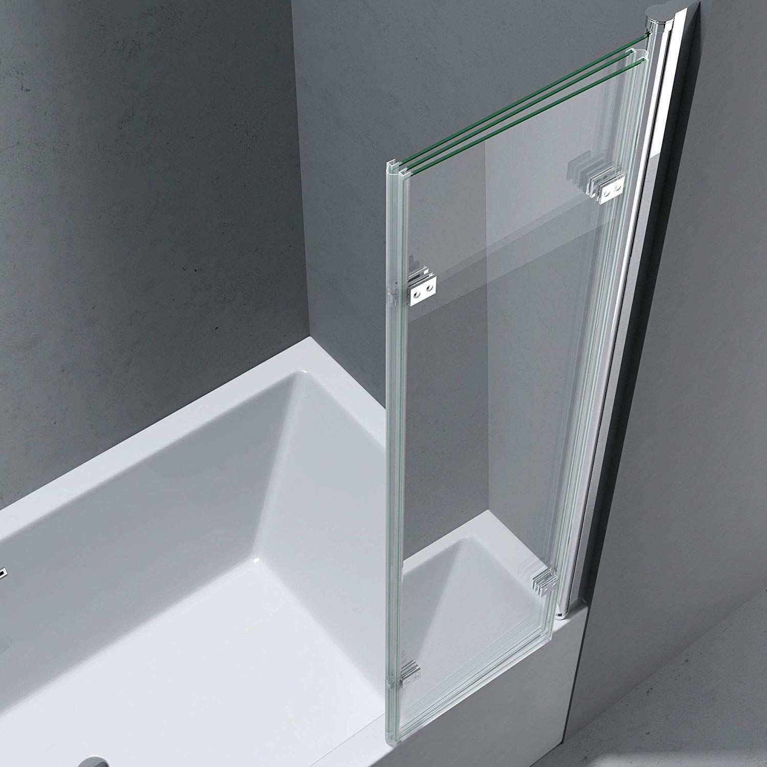 Badabtrennung 116, 130x140 cm, Sicherheitsglas 6 mm, 180° schwenkbar, Rechtsmontage, EGO-116, Nano Easy Clean Beschichtung