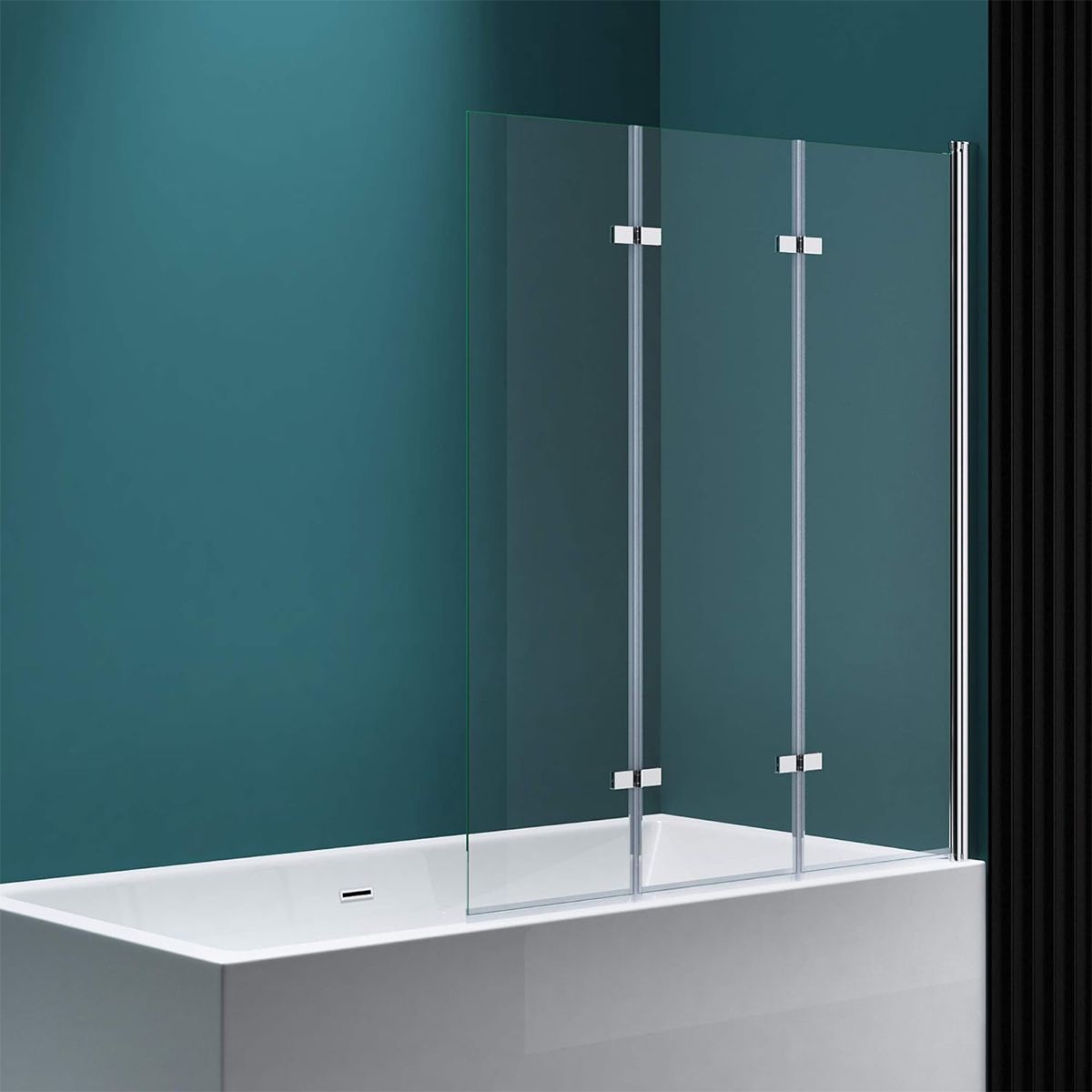 Badabtrennung 116, 130x140 cm, Sicherheitsglas 6 mm, 180° schwenkbar, Rechtsmontage, EGO-116, Nano Easy Clean Beschichtung
