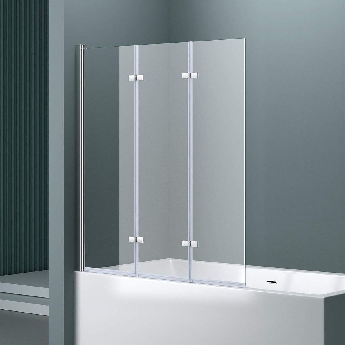 Badabtrennung EGO-116, 130x140 cm, Sicherheitsglas 6 mm, 180° schwenkbar, Linksmontage, EGO-116, Nano Easy Clean Beschichtung