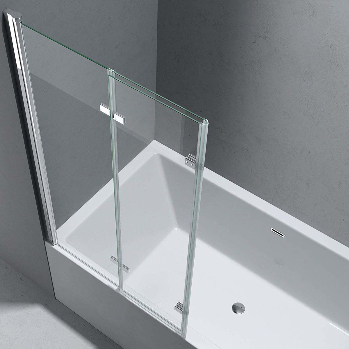 Badabtrennung EGO-116, 130x140 cm, Sicherheitsglas 6 mm, 180° schwenkbar, Linksmontage, EGO-116, Nano Easy Clean Beschichtung
