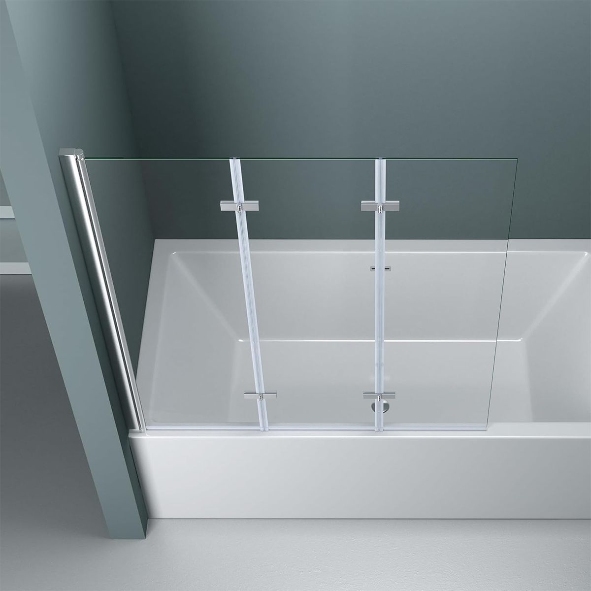 Badabtrennung EGO-116, 130x140 cm, Sicherheitsglas 6 mm, 180° schwenkbar, Linksmontage, EGO-116, Nano Easy Clean Beschichtung