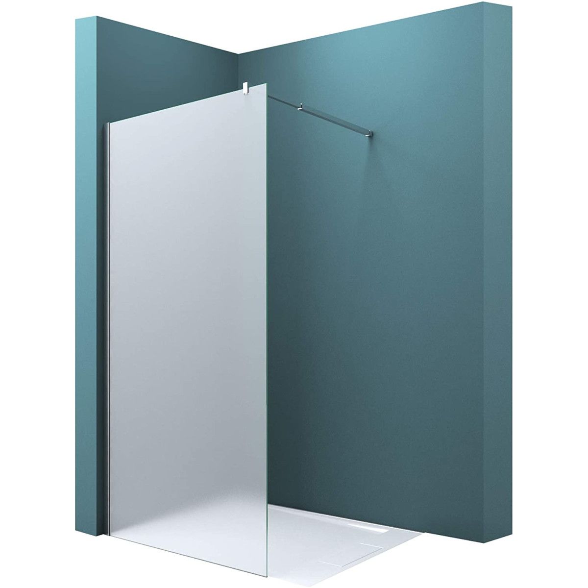 Walk-In-Duschwand, EGO-01VS, Sicherheitsglas satiniert 10 mm, 120 und 140 cm, Lotus-Effekt