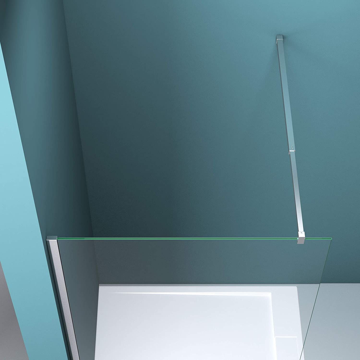 Walk-In Duschwand, Sicherheitsglas 10 mm, Größen 100, 120, 140 cm, Lotus-Effekt, Sicilia