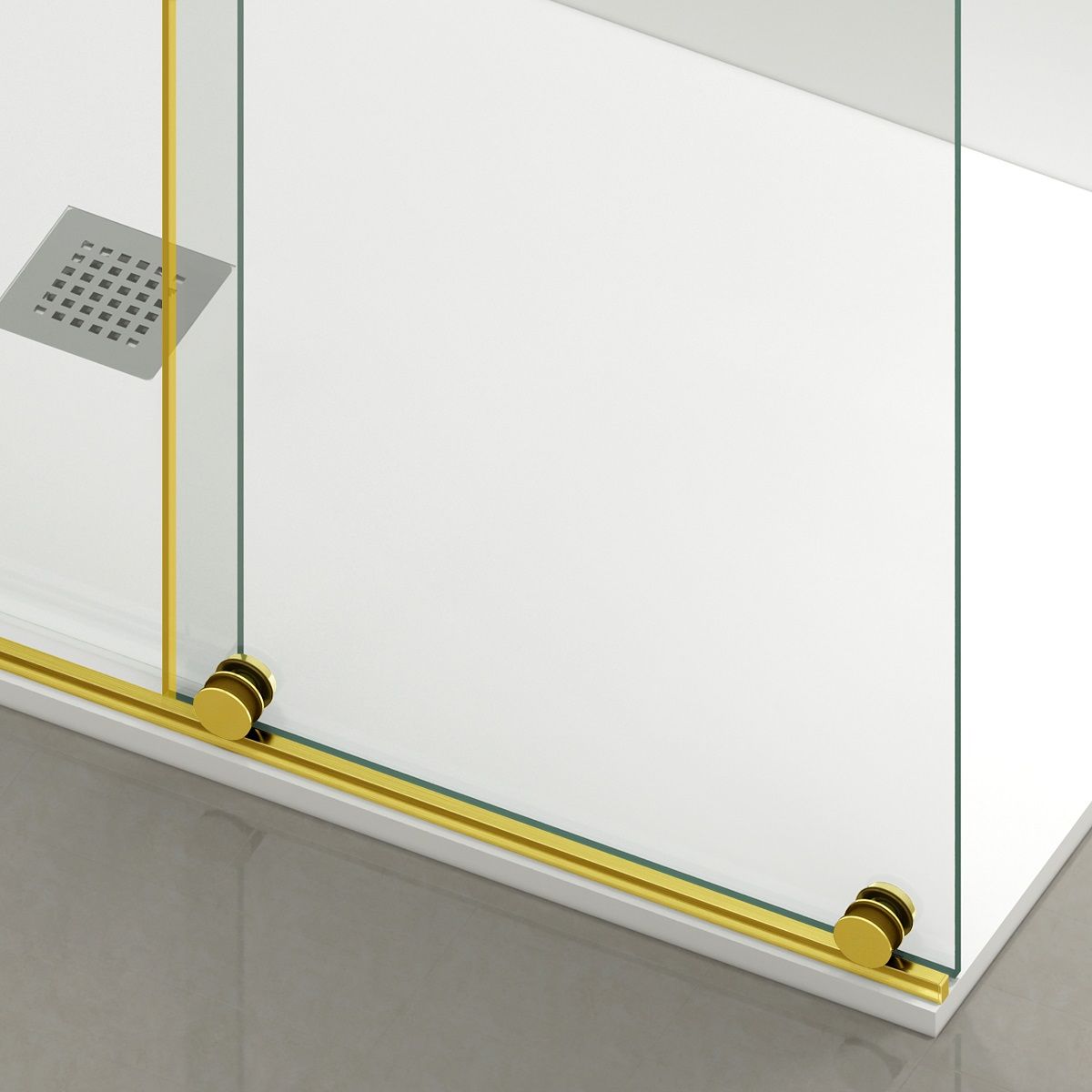 Walk-In Duschwand, 6 mm Sicherheitsglas, 2 Elemente, gleitend, Maße 100-120x200 cm, Mattgold, Benito