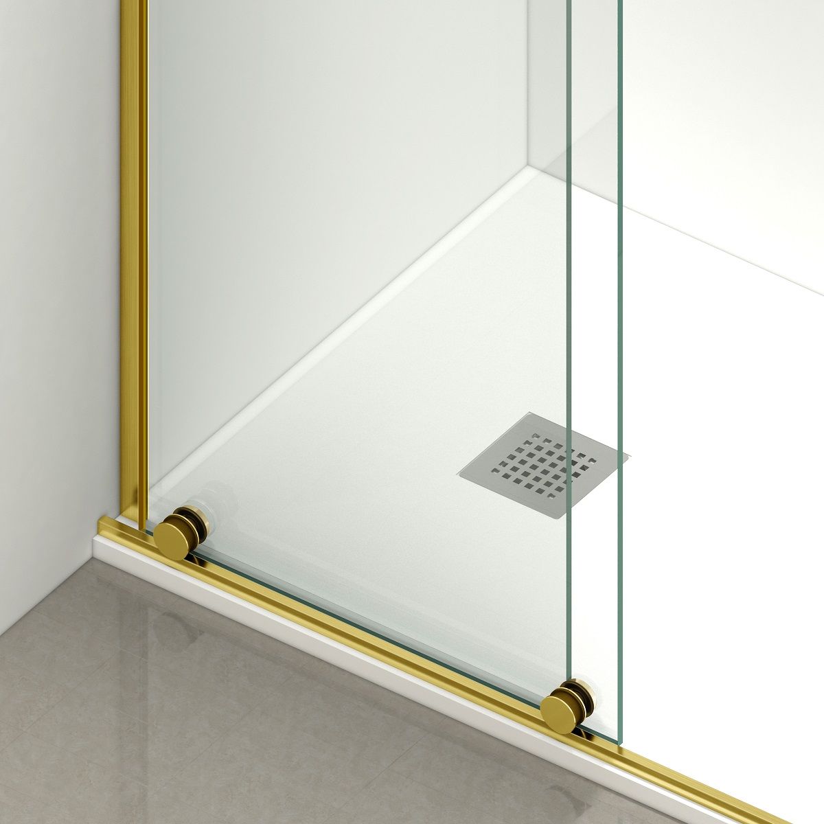 Walk-In Duschwand, 6 mm Sicherheitsglas, 2 Elemente, gleitend, Maße 100-120x200 cm, Mattgold, Benito