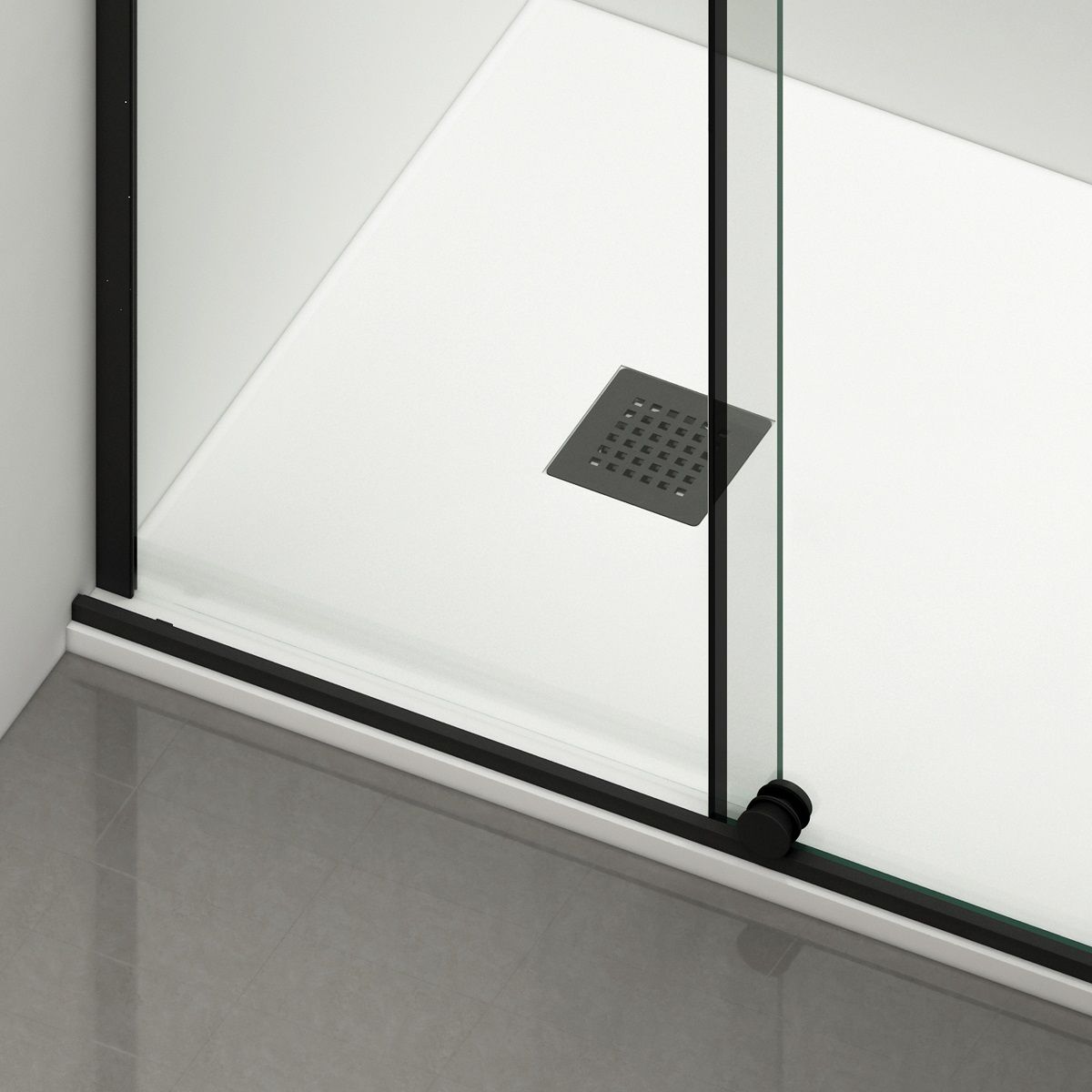 Walk-In Duschwand, 6 mm Sicherheitsglas, 2 Elemente, gleitend, Maße 100-120x200 cm, Mattschwarz, Benito