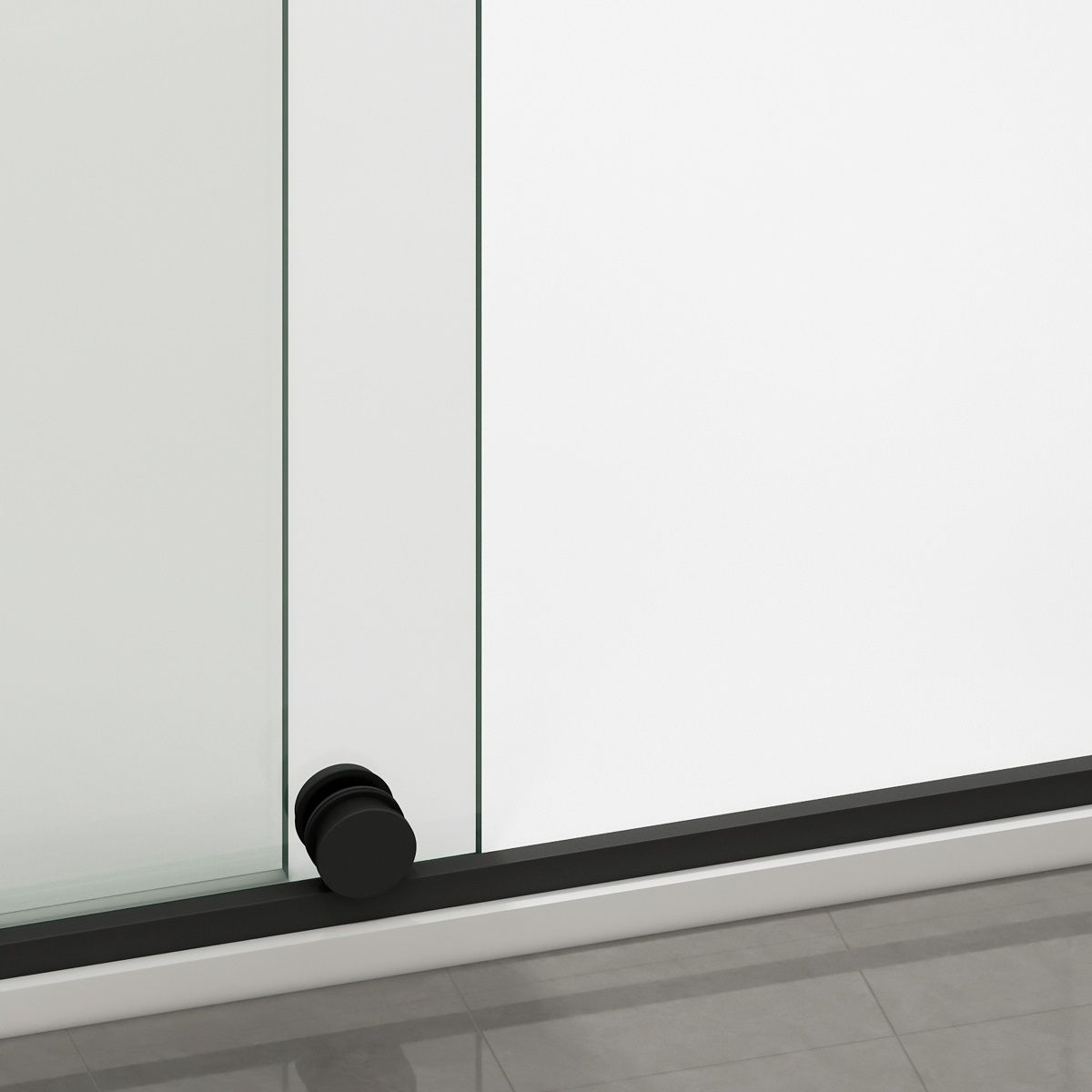 Walk-In Duschwand, 6 mm Sicherheitsglas, 2 Elemente, gleitend, Maße 100-120x200 cm, Mattschwarz, Benito