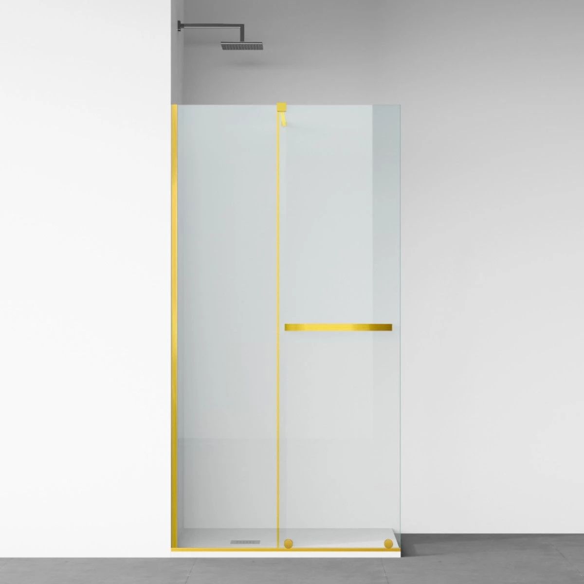 Walk-in-Duschwand, 6 mm Sicherheitsglas, 2 Elemente, schiebbar, Maße 120x200 cm, Mattgold, Benito
