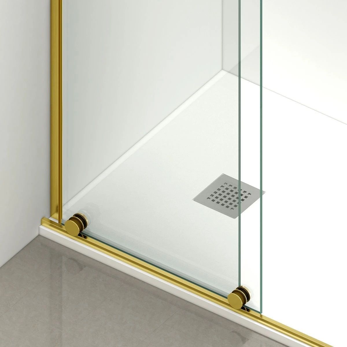 Walk-in-Duschwand, 6 mm Sicherheitsglas, 2 Elemente, schiebbar, Maße 120x200 cm, Mattgold, Benito