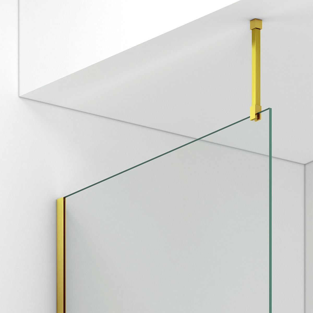 Walk-In Duschwand, 8 mm Sicherheitsglas, Größen 100-120x200 cm, Profil und Griff in Mattgold, Armando