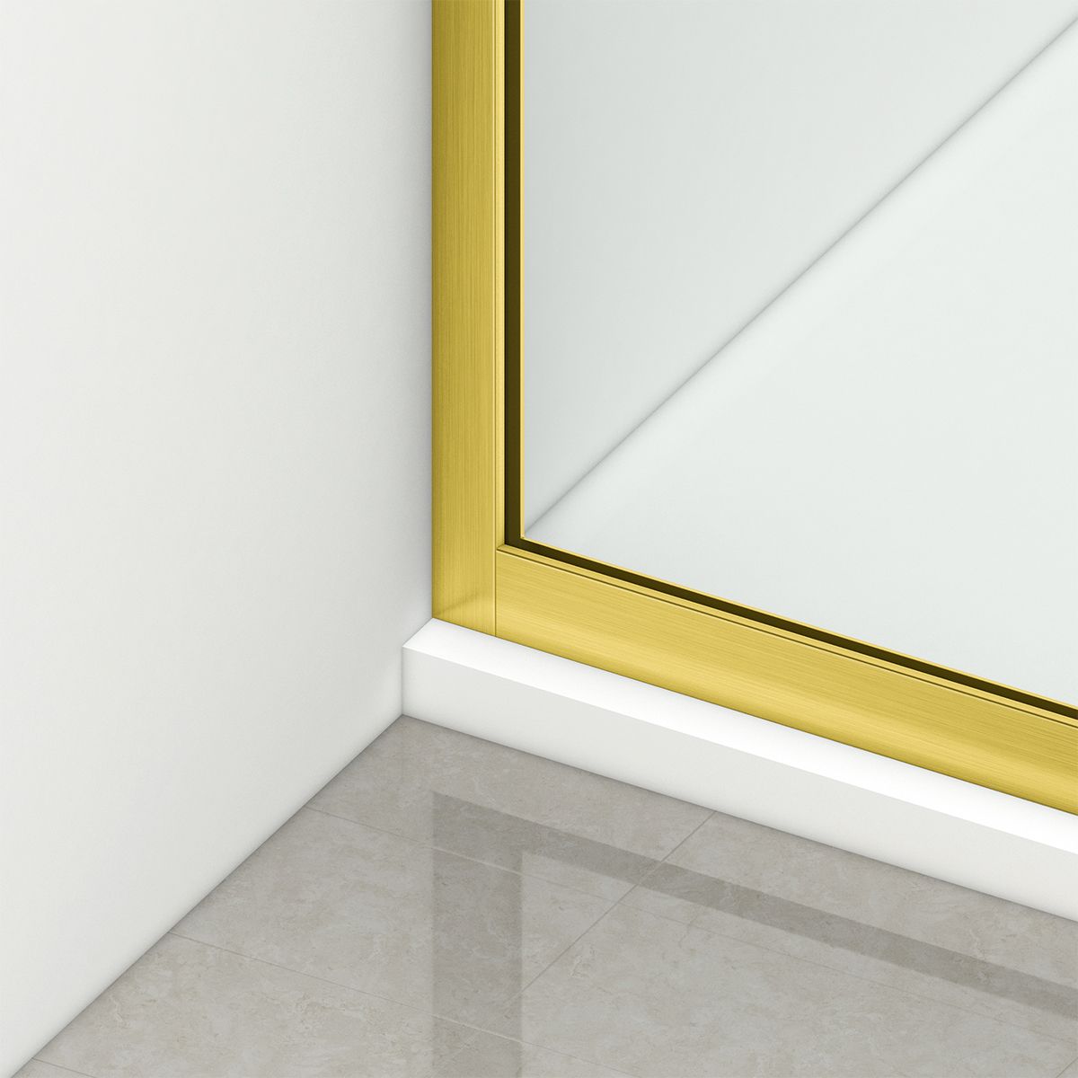 Walk-In Duschwand, 8 mm Sicherheitsglas, Größen 100-120x200 cm, Profil und Griff in Mattgold, Armando