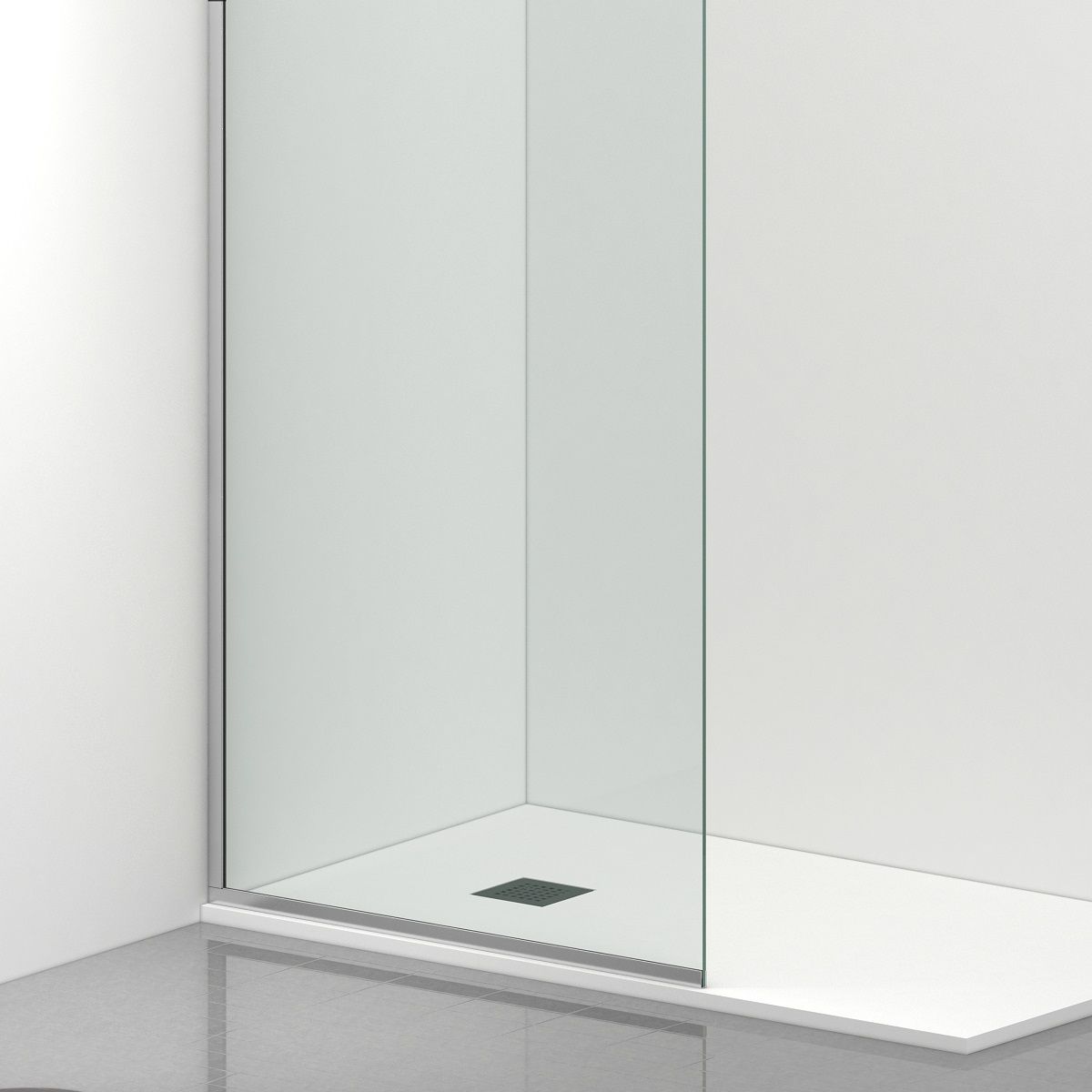 Walk-In Duschwand, 8 mm Sicherheitsglas, Größen 100-120x200 cm, Profil und Griff in Chrom, Armando