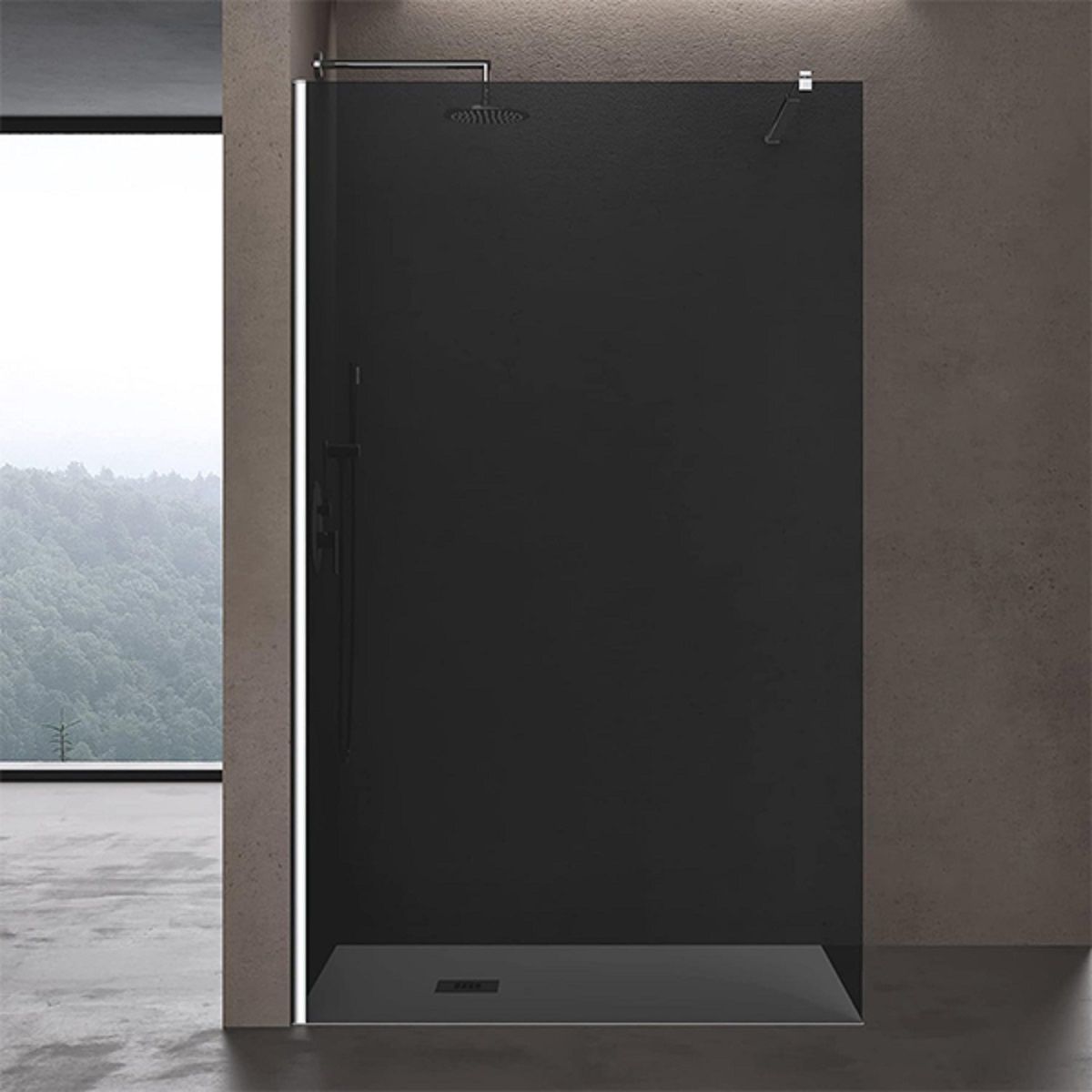 Walk-In Duschwand, Sicherheitsglas, Graphit-Finish 10 mm, 100, 120, 140 cm, Lotus-Effekt, Sicilia