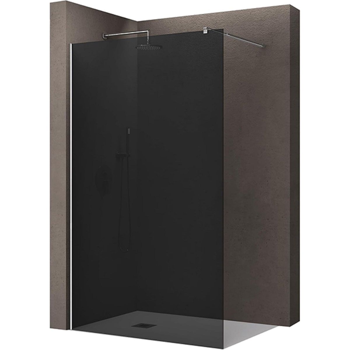 Walk-In Duschwand, Sicherheitsglas, Graphit-Finish 10 mm, 100, 120, 140 cm, Lotus-Effekt, Sicilia
