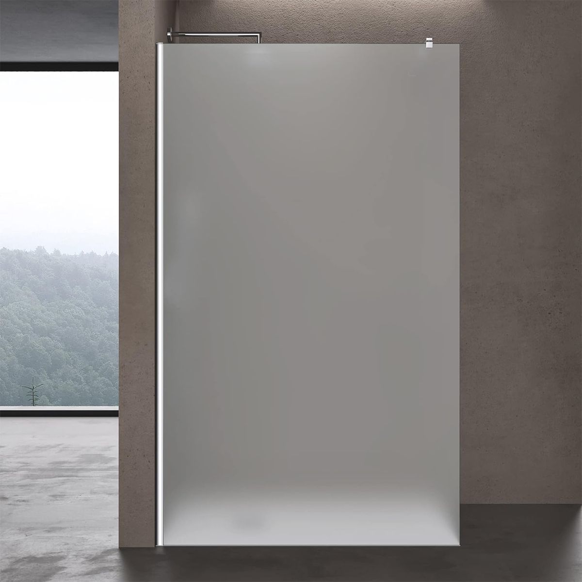 Walk-In Duschwand, Sicherheitsglas, komplett satiniert, 10 mm, Größen 100, 120, 140 cm, Lotus-Effekt, Sicilia