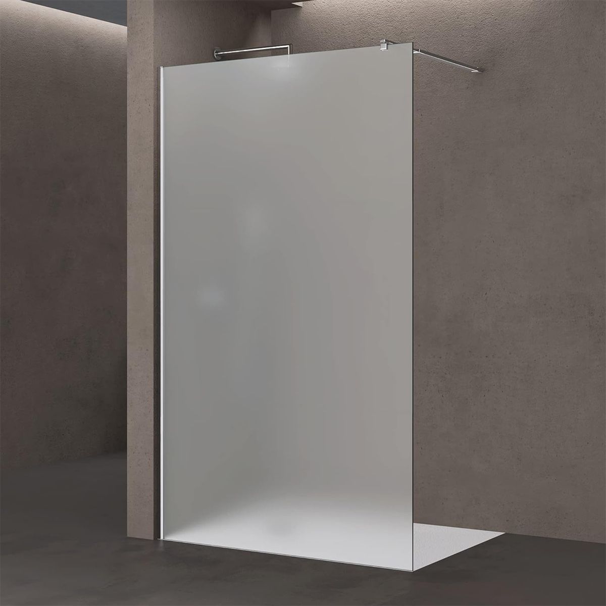 Walk-In Duschwand, Sicherheitsglas, komplett satiniert, 10 mm, Größen 100, 120, 140 cm, Lotus-Effekt, Sicilia