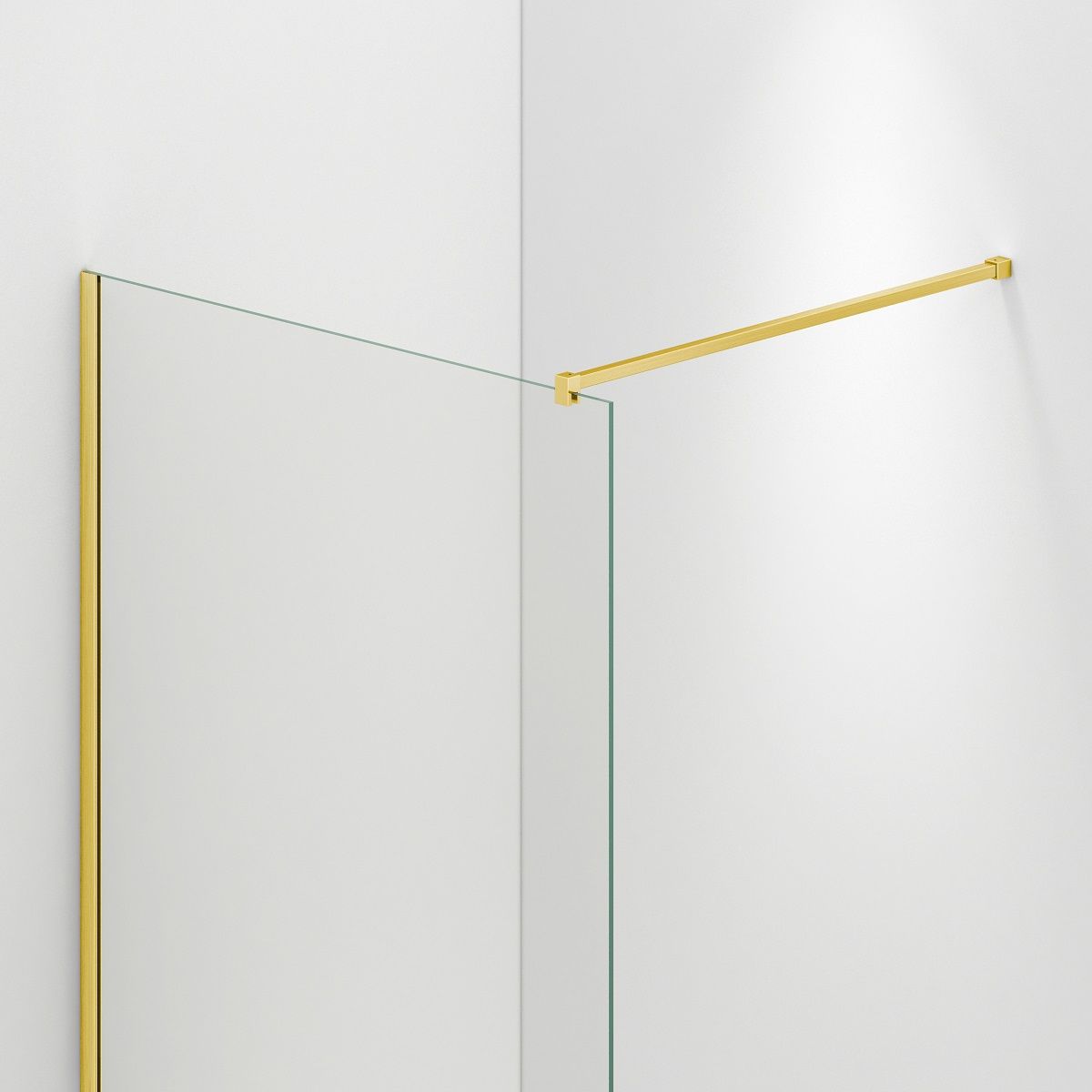 Walk-In Duschwand Ultra-Slim, 8 mm Sicherheitsglas, Maße 80-120x200 cm, mattgoldenes Profil, Nano Easy Clean, Matia