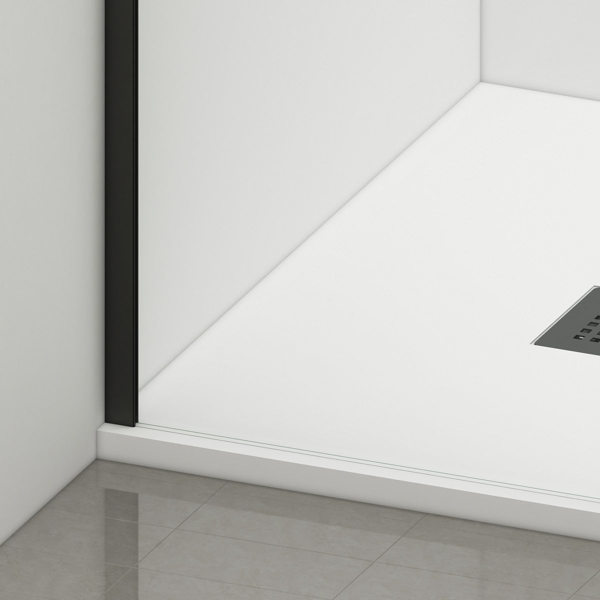 Walk-In Duschwand Ultra-Slim, 8 mm Sicherheitsglas, Maße 80-120x200 cm, mattschwarzes Profil, Nano Easy Clean, Matia