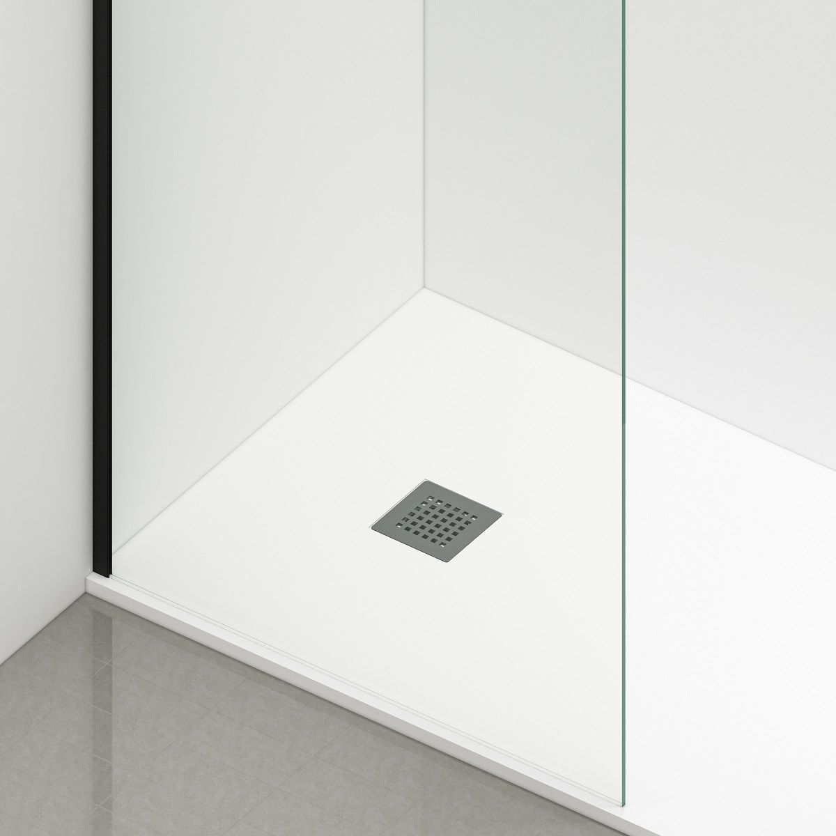 Walk-In Duschwand Ultra-Slim, 8 mm Sicherheitsglas, Maße 80-120x200 cm, mattschwarzes Profil, Nano Easy Clean, Matia