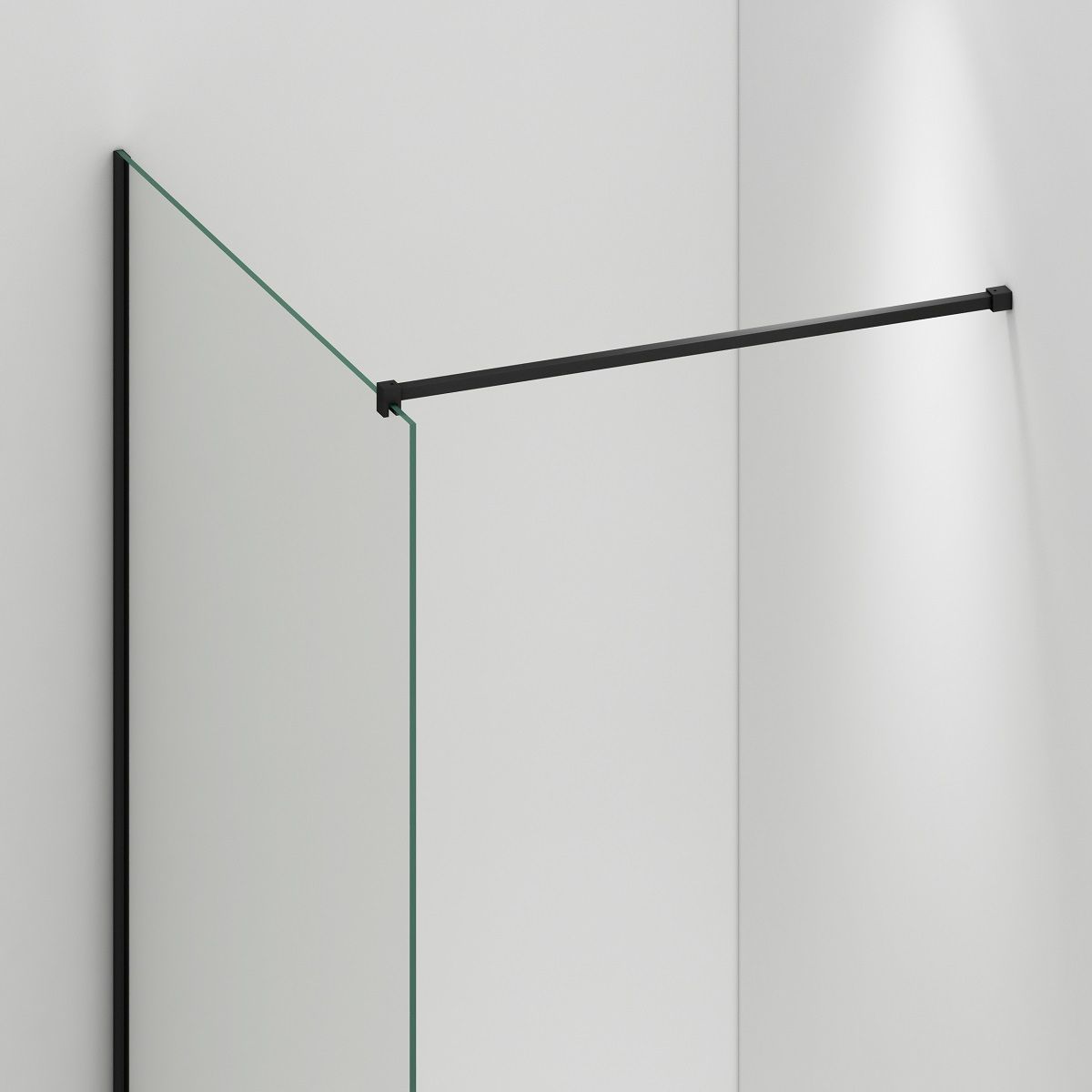 Walk-In Duschwand Ultra-Slim, 8 mm Sicherheitsglas, Maße 80-120x200 cm, mattschwarzes Profil, Nano Easy Clean, Matia